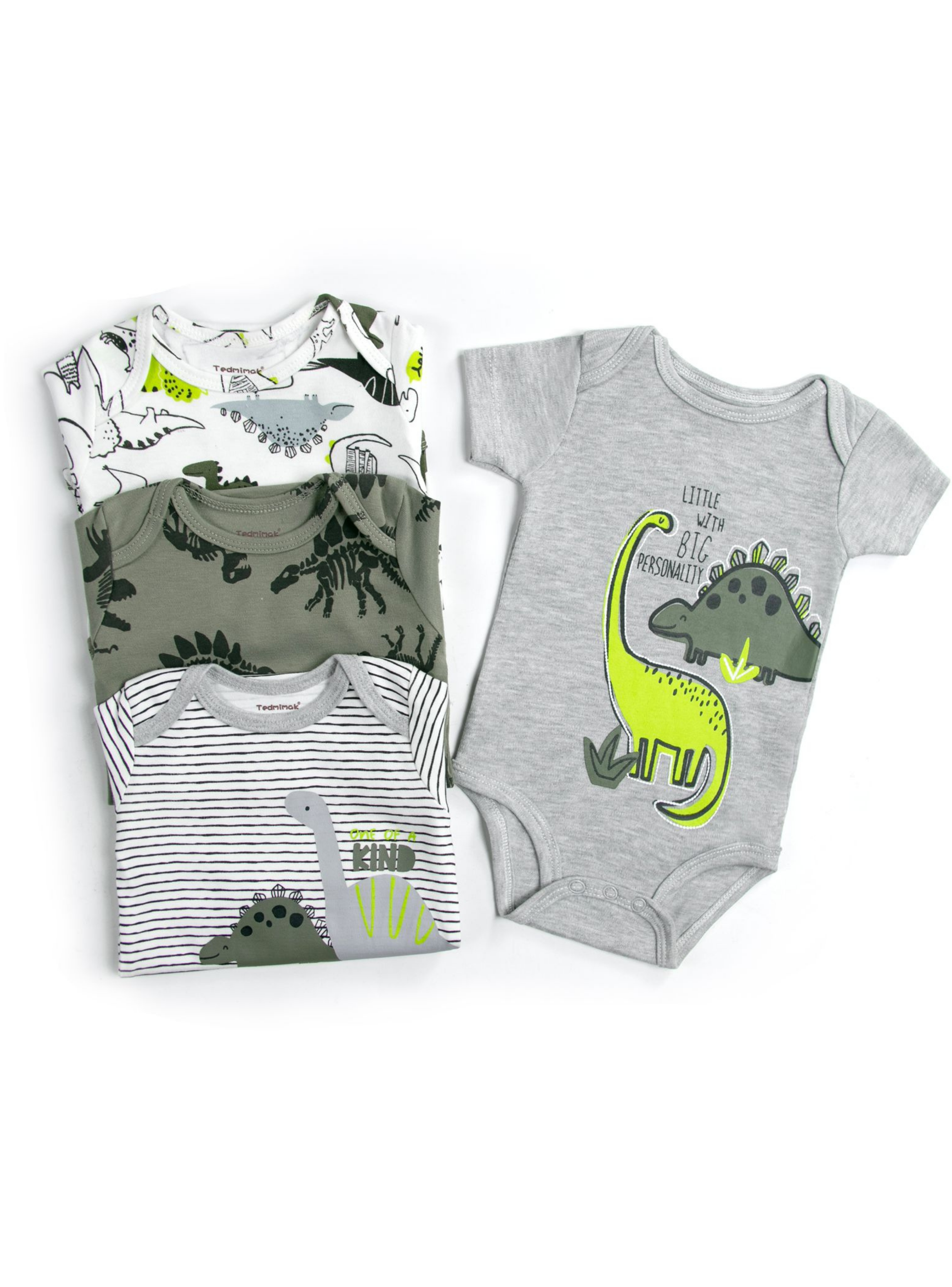 Pack 4 Bodys Niño Manga Corta Tedmimak 100% Dinosaurios Animados-1
