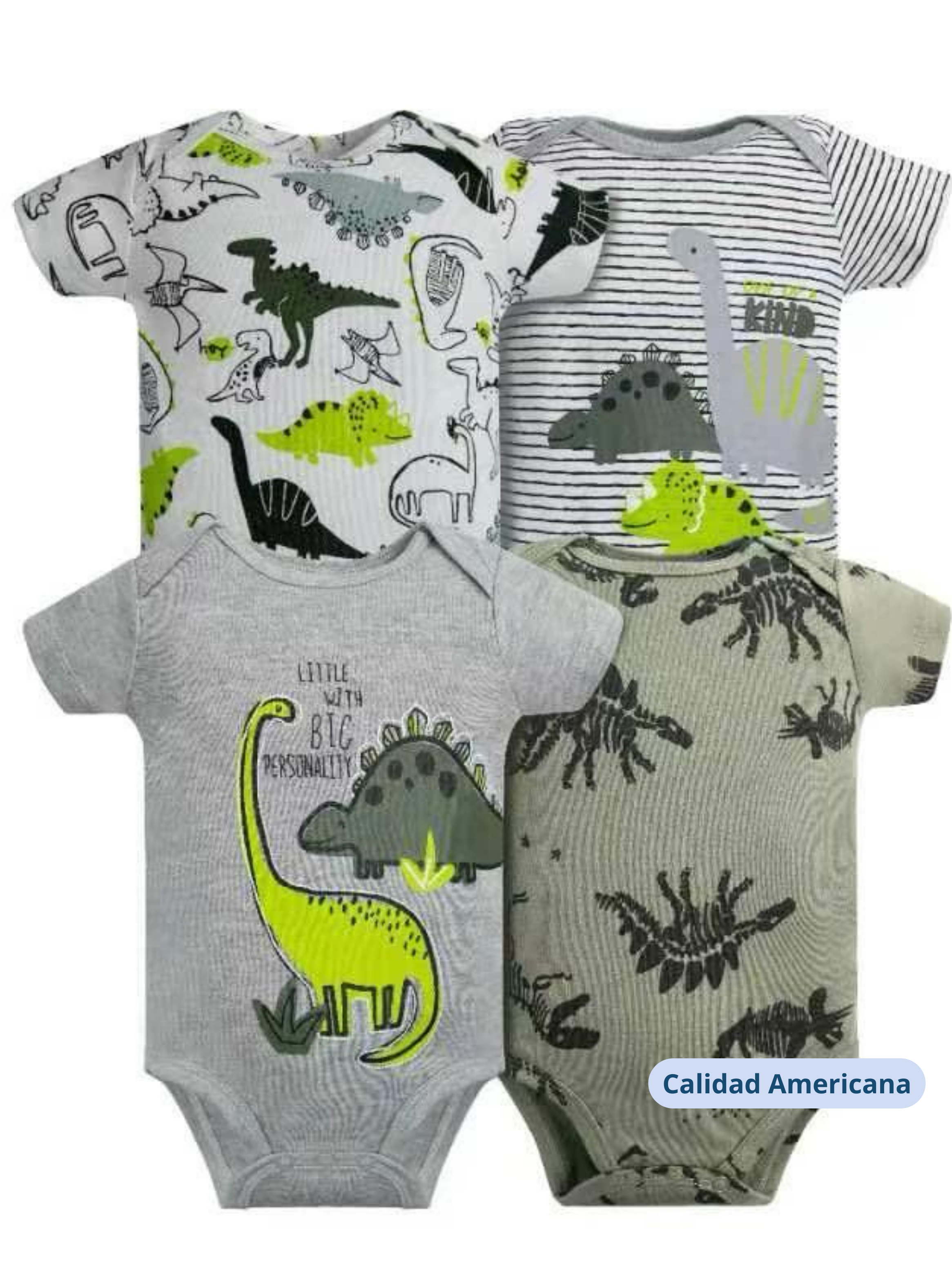 Pack 4 Bodys Niño Manga Corta Tedmimak 100% Dinosaurios Animados-3