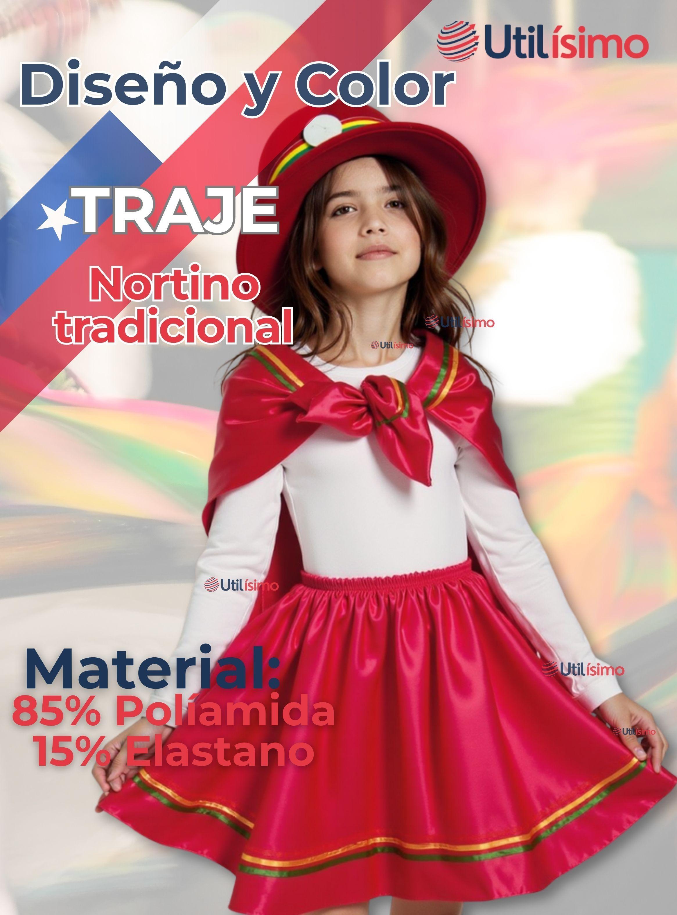 Traje Nortino Rojo 4 Piezas Niña Fiestas Patrias Baile Nortino-3