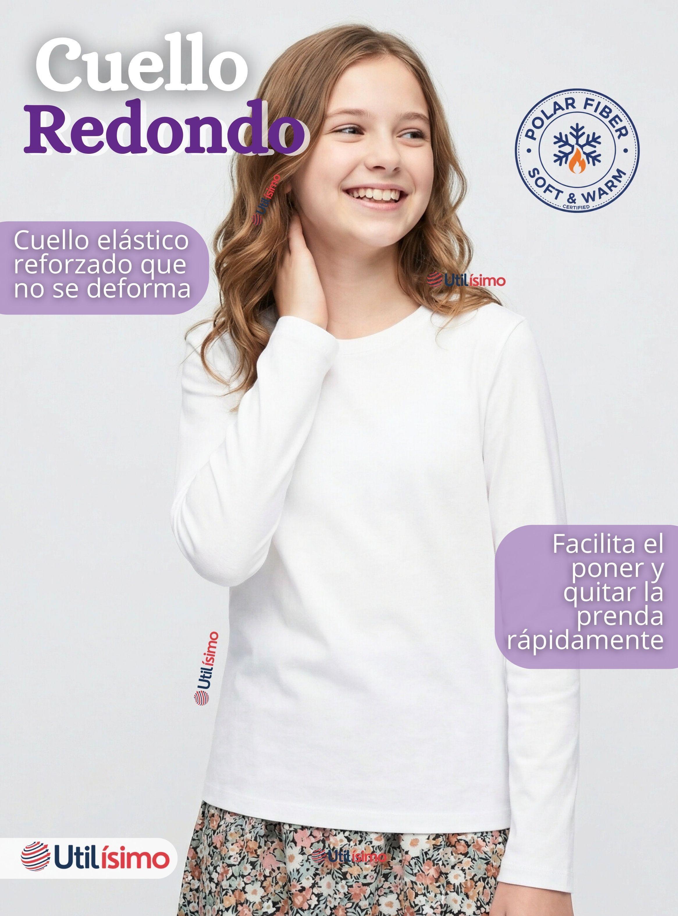 Pack 6 Polera Camiseta Polar Primera Capa Cuello Redondo Manga Largas Colores Surtidos para Niñas-6