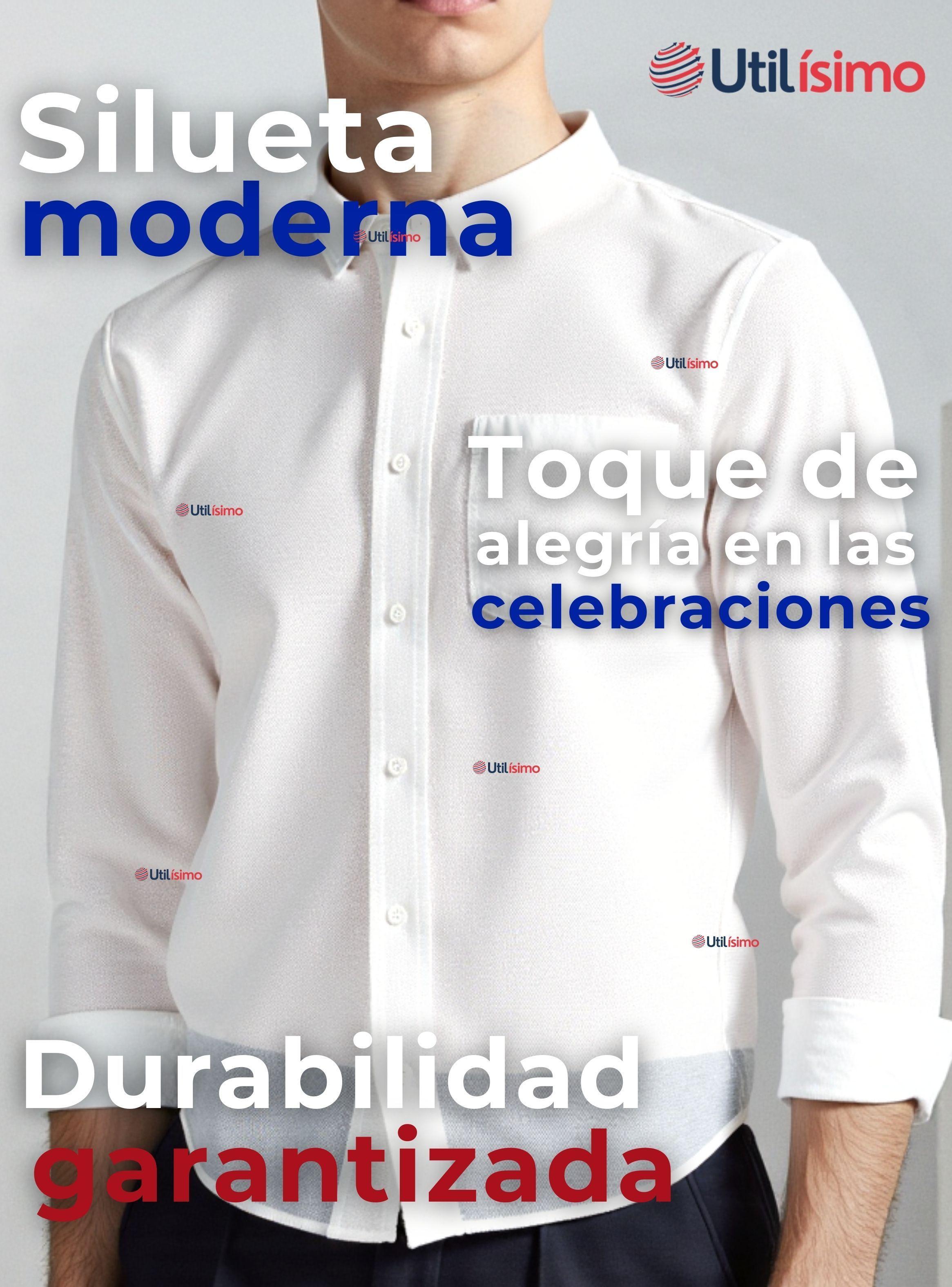Camisa Casual De Vestir Manga Larga Cuello Americano 100% Algodón Blanco-6