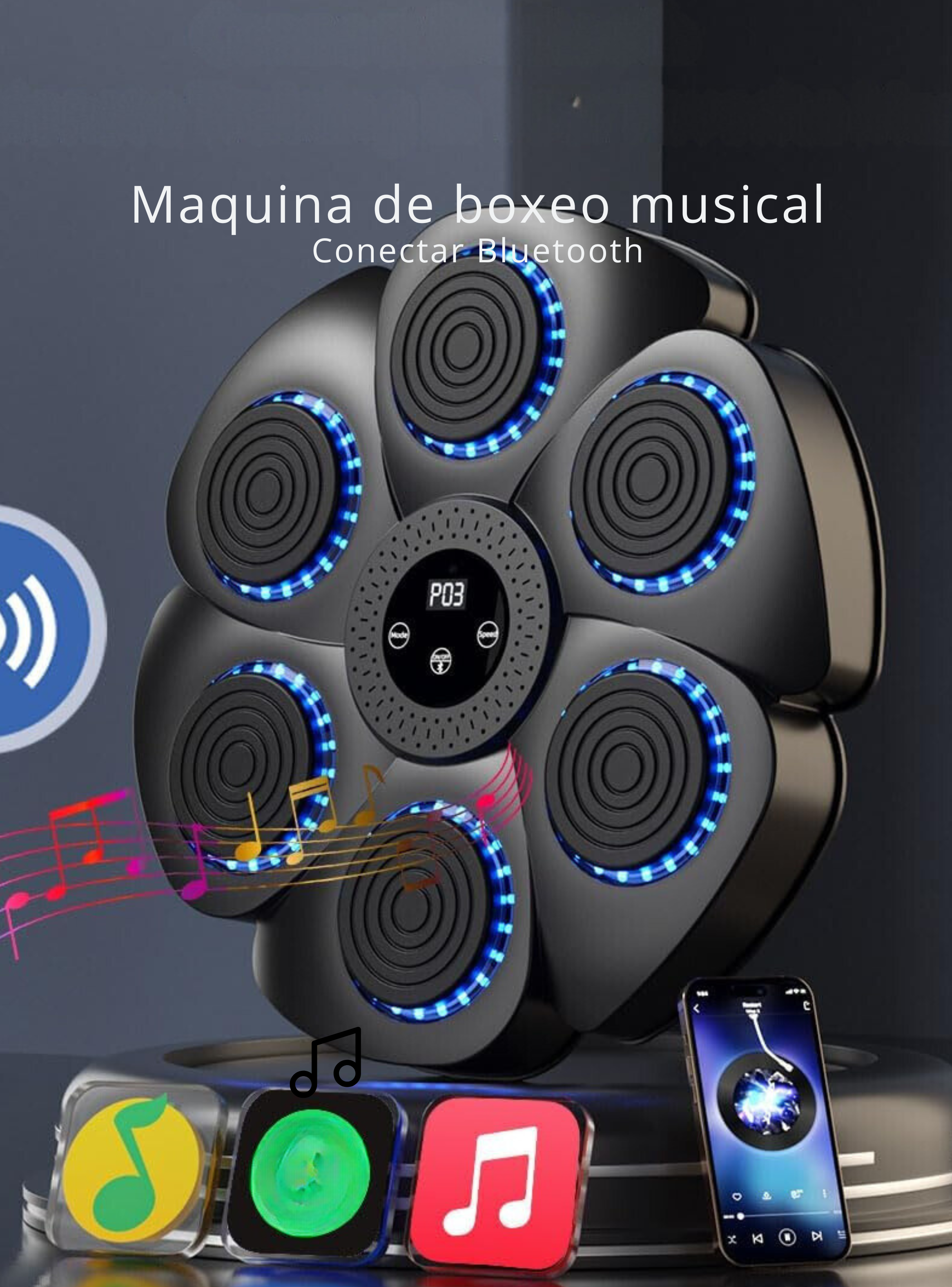 Máquina de Boxeo Musical Bluetooth con Guantes-5