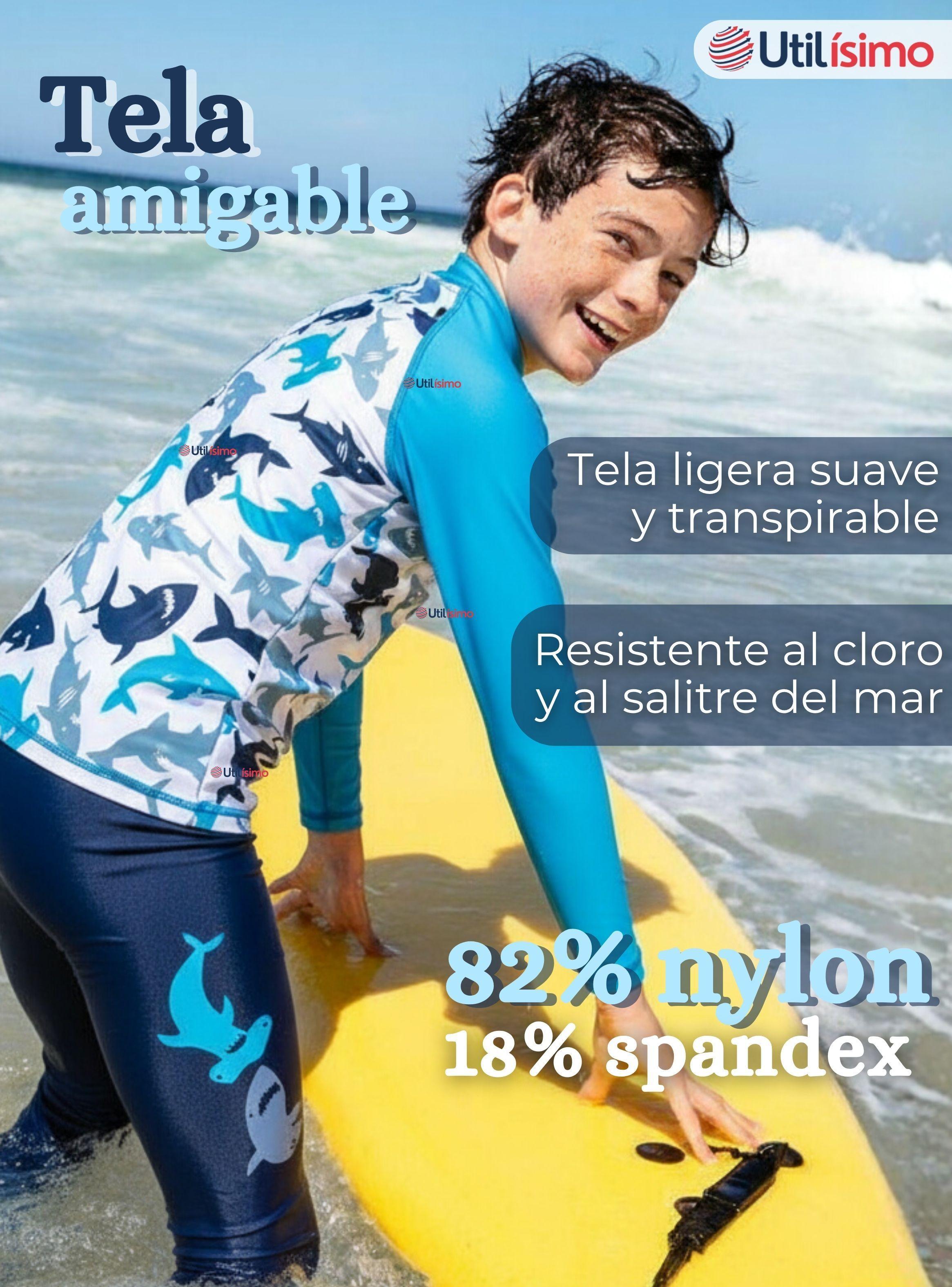 Traje de Baño Con Gorro Pantalón Largo 3 Piezas Corte Split Manga Larga Niño 3 a 11 años White Shark-2