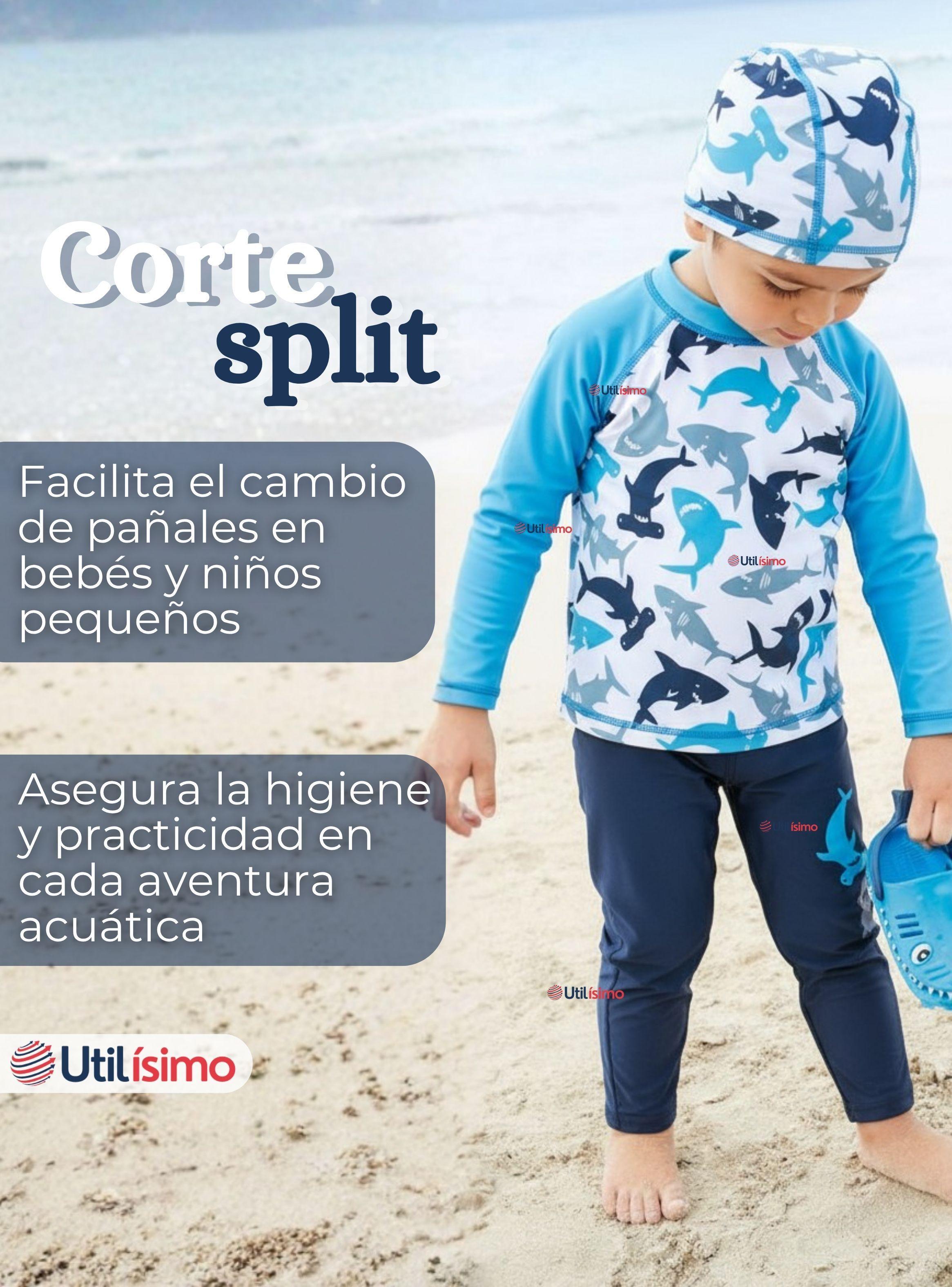 Traje de Baño Con Gorro Pantalón Largo 3 Piezas Corte Split Manga Larga Niño 3 a 11 años White Shark-6