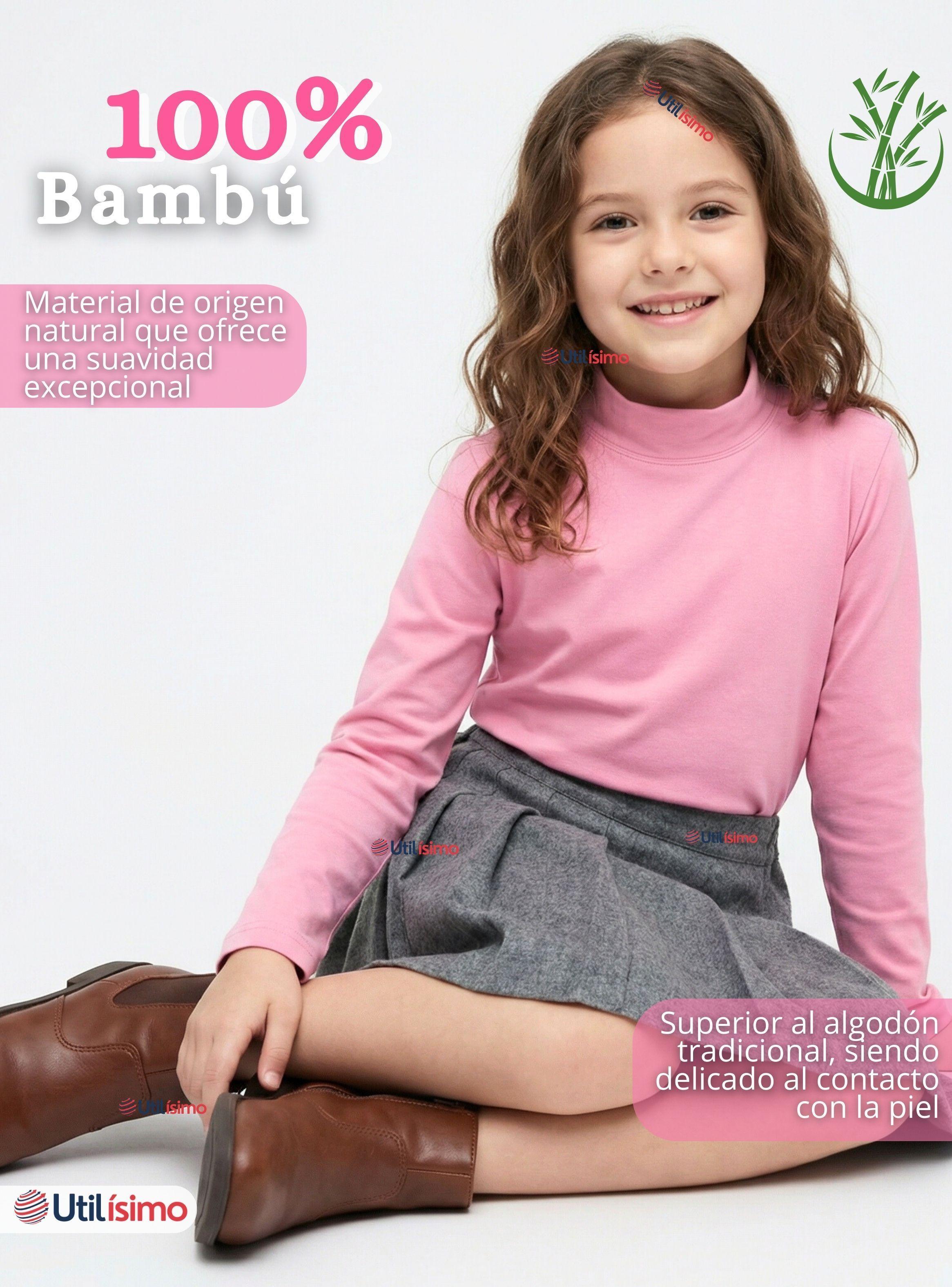 Pack 3 Polera Camiseta Bambú Cuello Beatle Primera Capa Manga Larga Colores Surtidos Niña-3