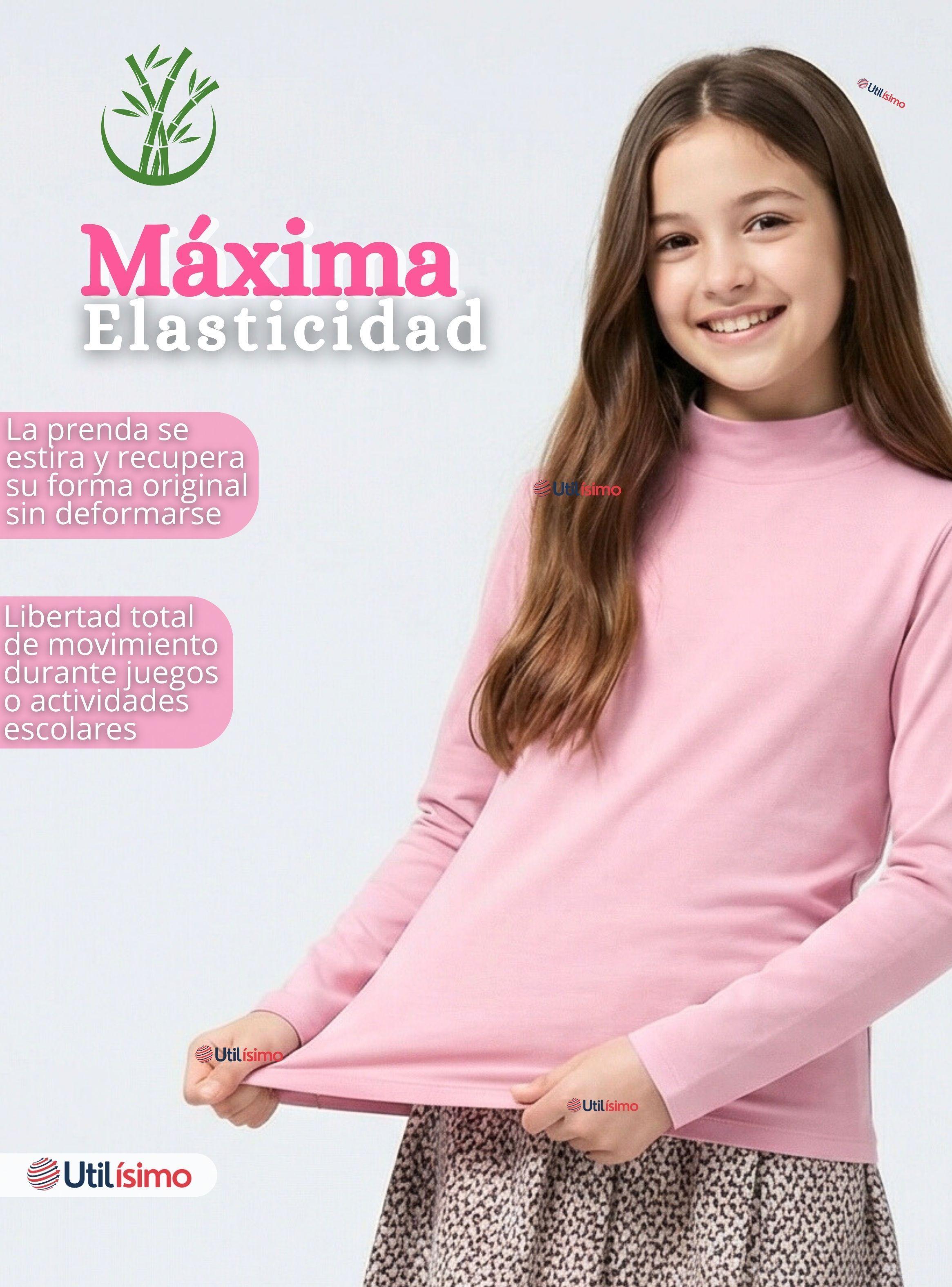 Pack 3 Polera Camiseta Bambú Cuello Beatle Primera Capa Manga Larga Colores Surtidos Niña-7