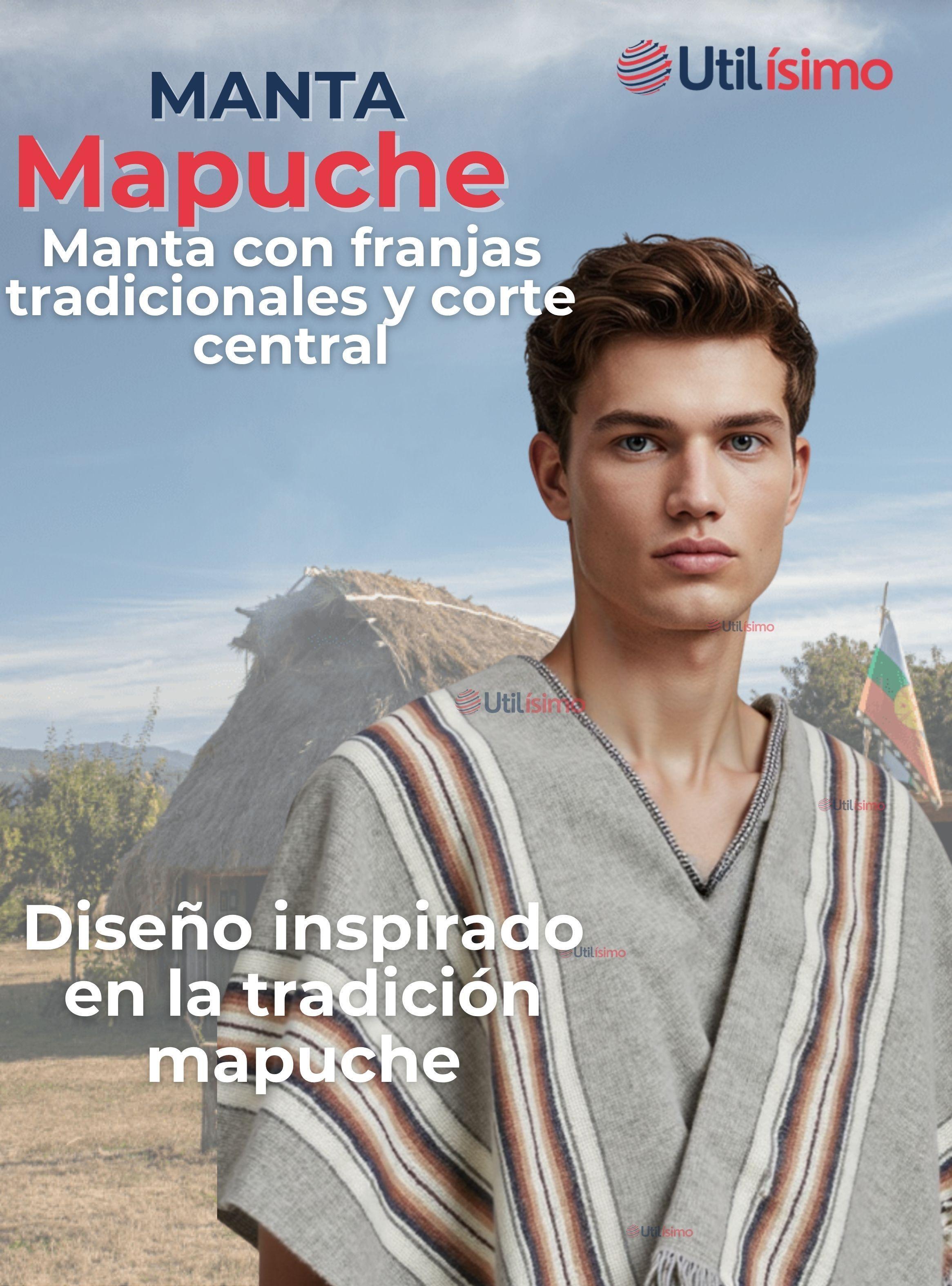 Poncho Manta Mapuche Lana Gruesa  Fiestas Patrias-4