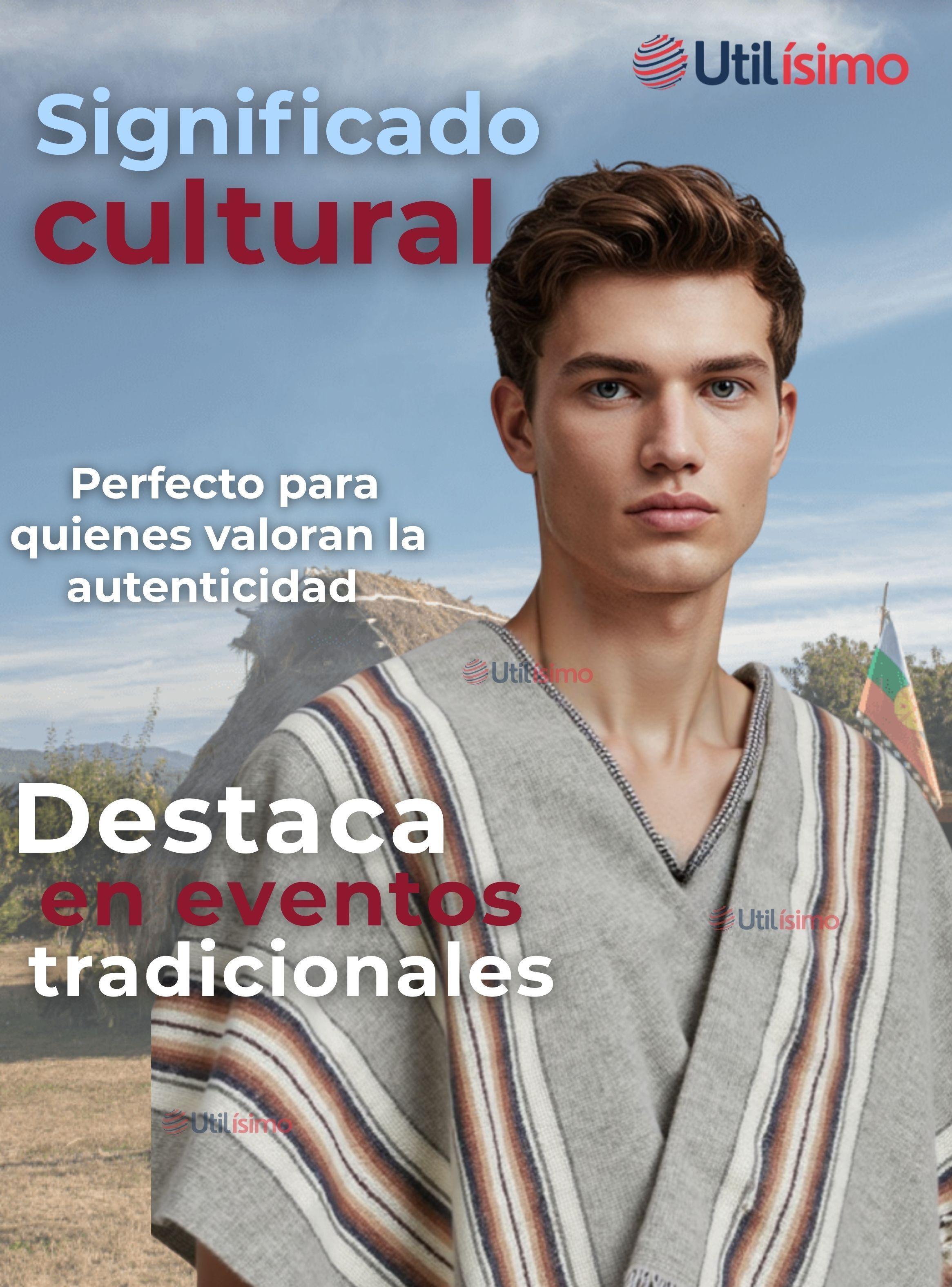 Poncho Manta Mapuche Lana Gruesa  Fiestas Patrias-6