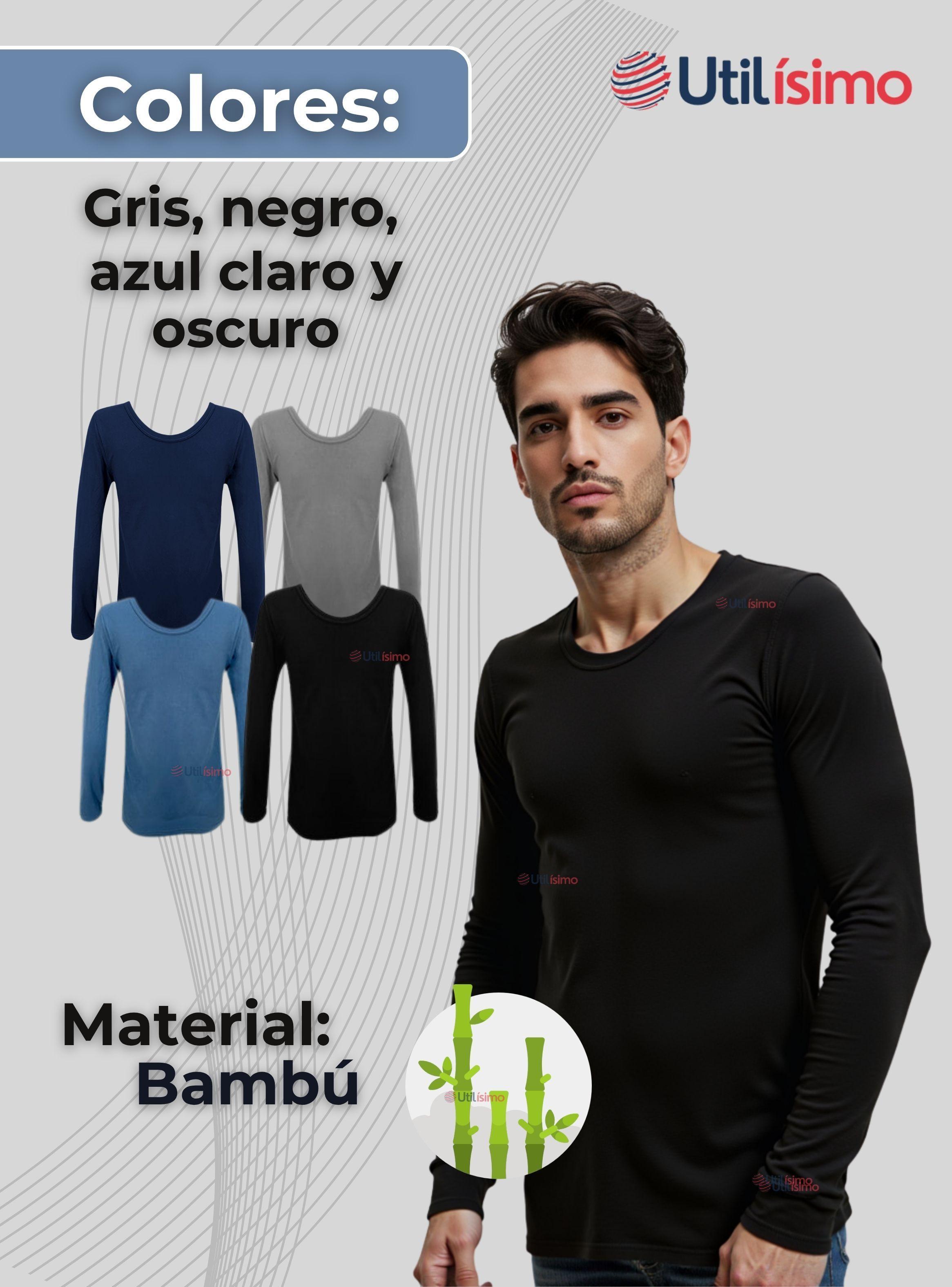 Camiseta Bambú Manga Larga Primera Capa Hombre Polera Surtido-1