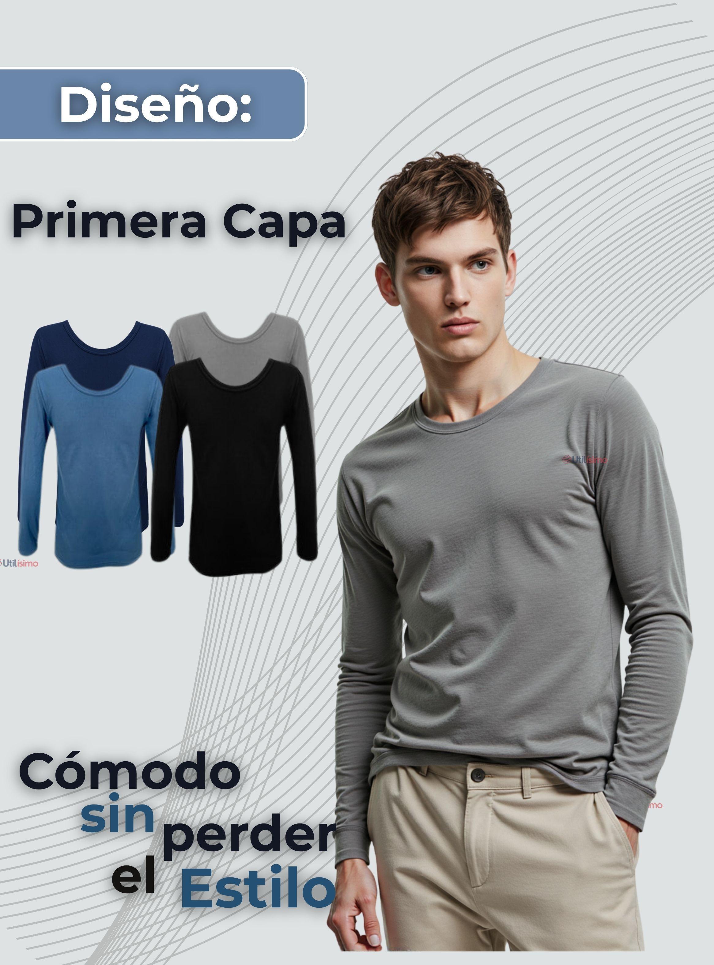 Camiseta Bambú Manga Larga Primera Capa Hombre Polera Surtido-3
