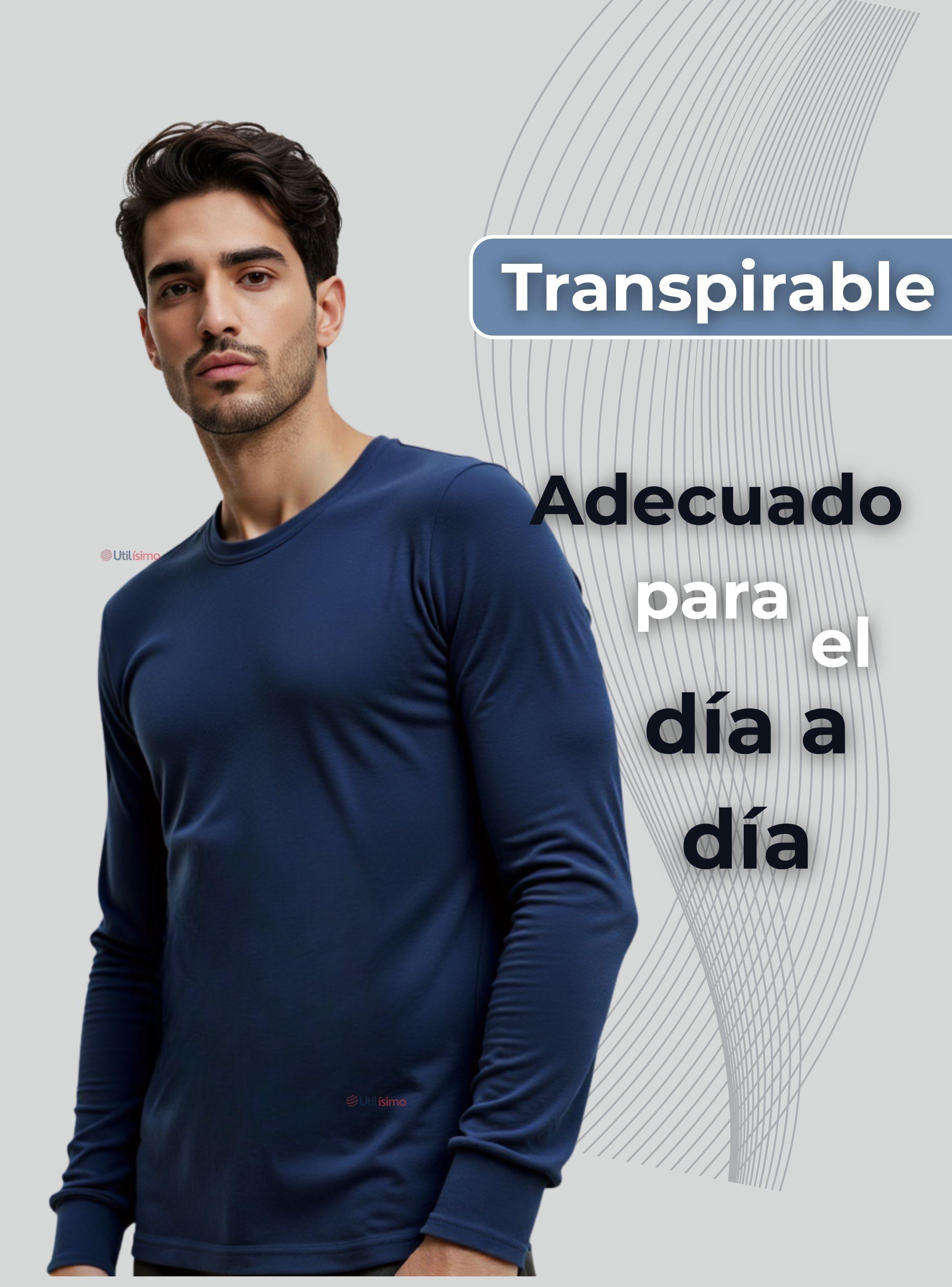 Camiseta Bambú Manga Larga Primera Capa Hombre Polera Surtido-5