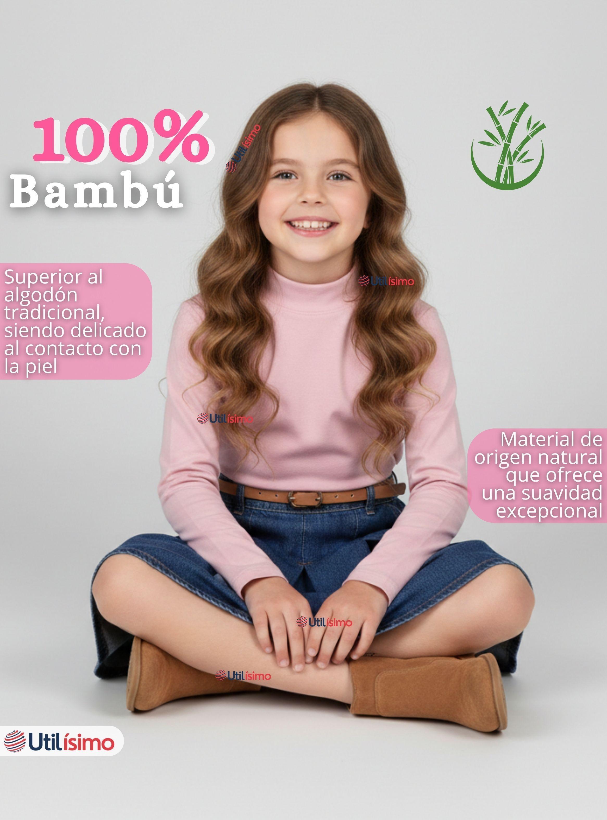 Polera Camiseta Bambú Rosada Cuello Beatle Primera Capa Manga Larga Niña-2
