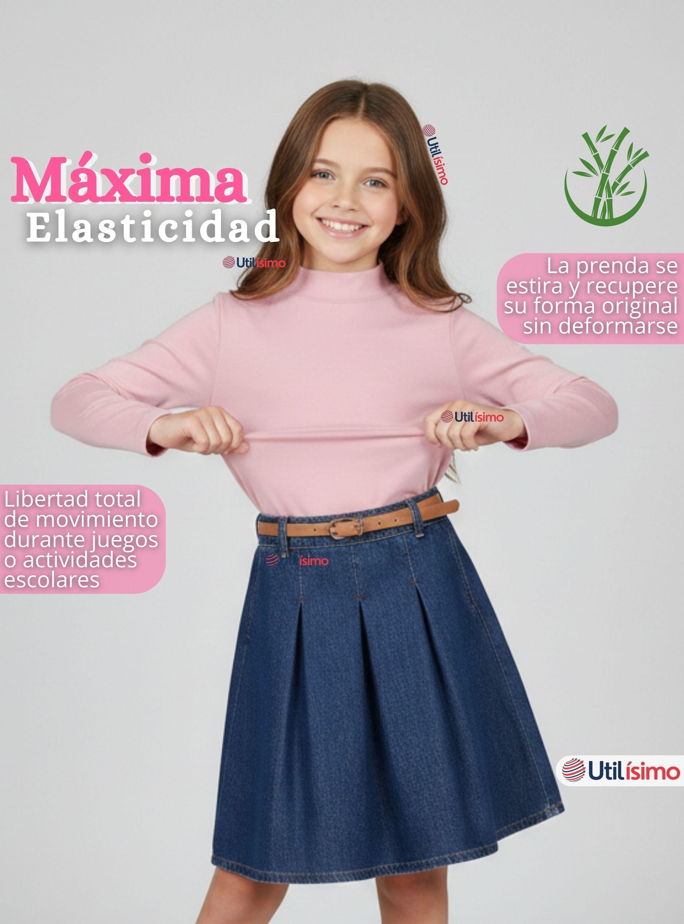 Polera Camiseta Bambú Rosada Cuello Beatle Primera Capa Manga Larga Niña-5