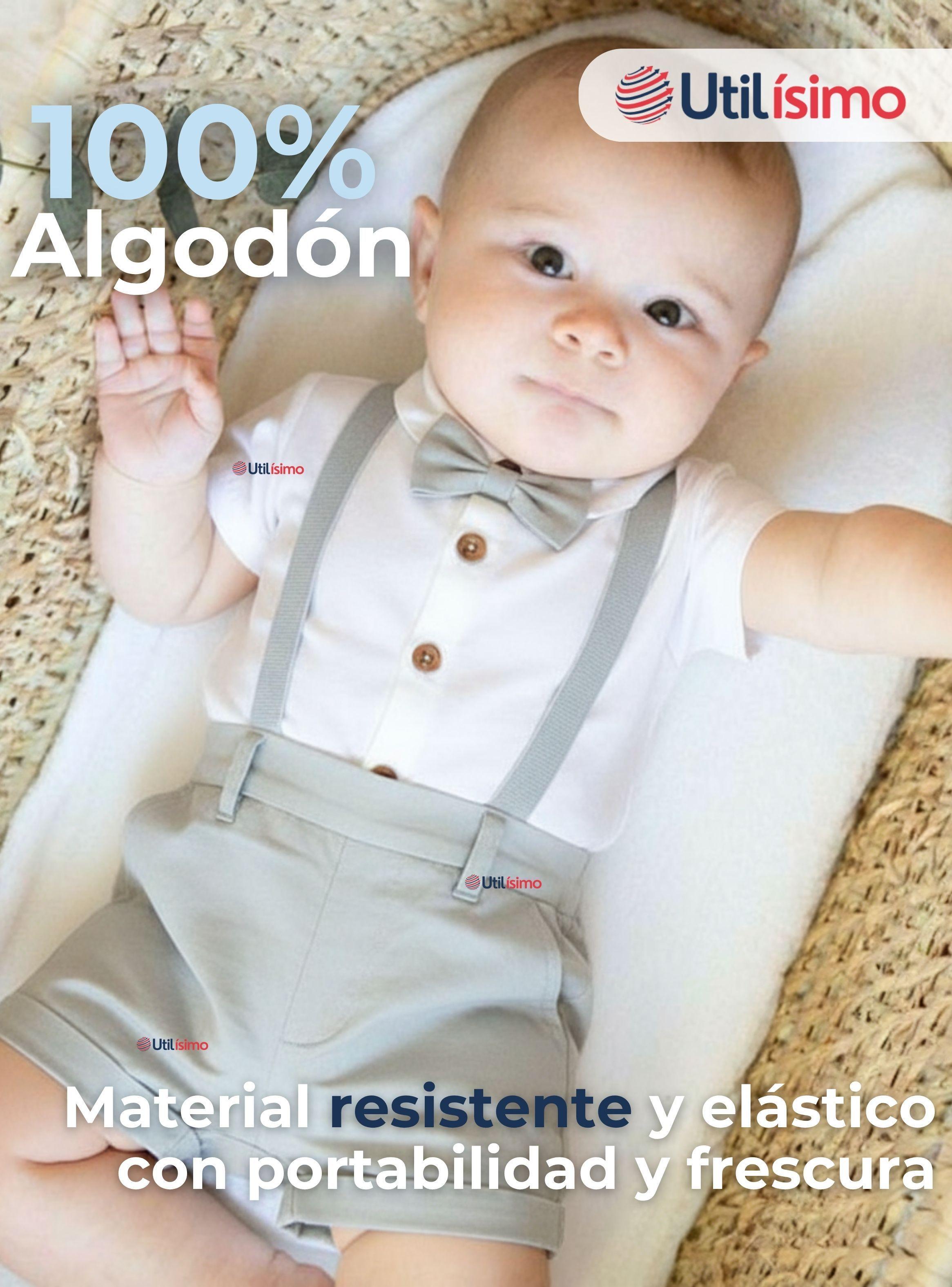 Conjunto De Vestir Con Tirantes Camisa Pantalón Corto Algodón Bebé Gris-2