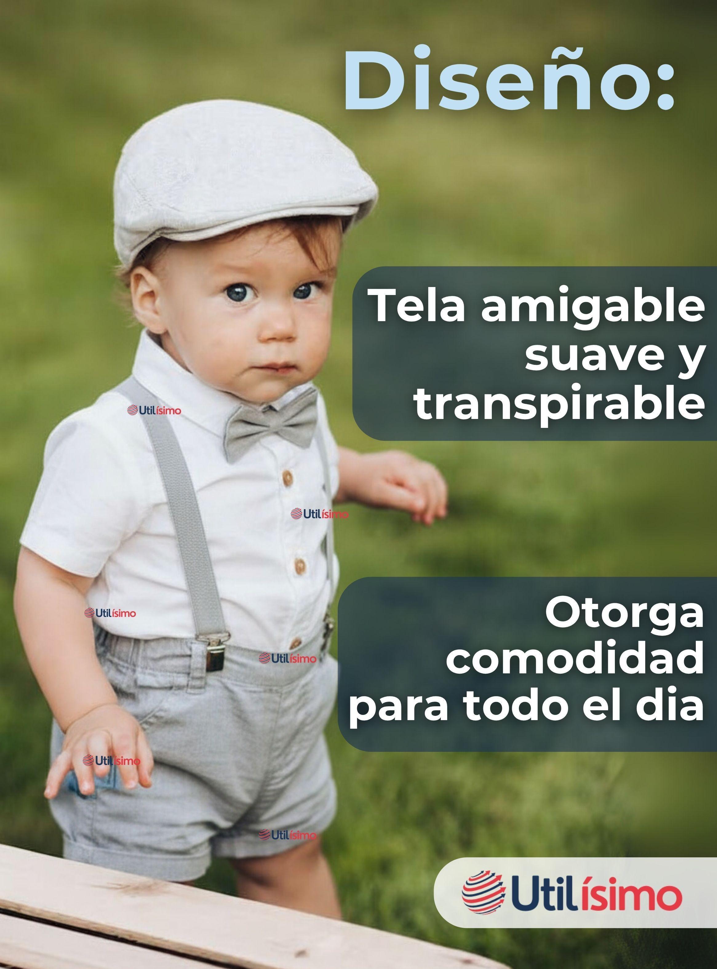 Conjunto De Vestir Con Tirantes Camisa Pantalón Corto Algodón Bebé Gris-6