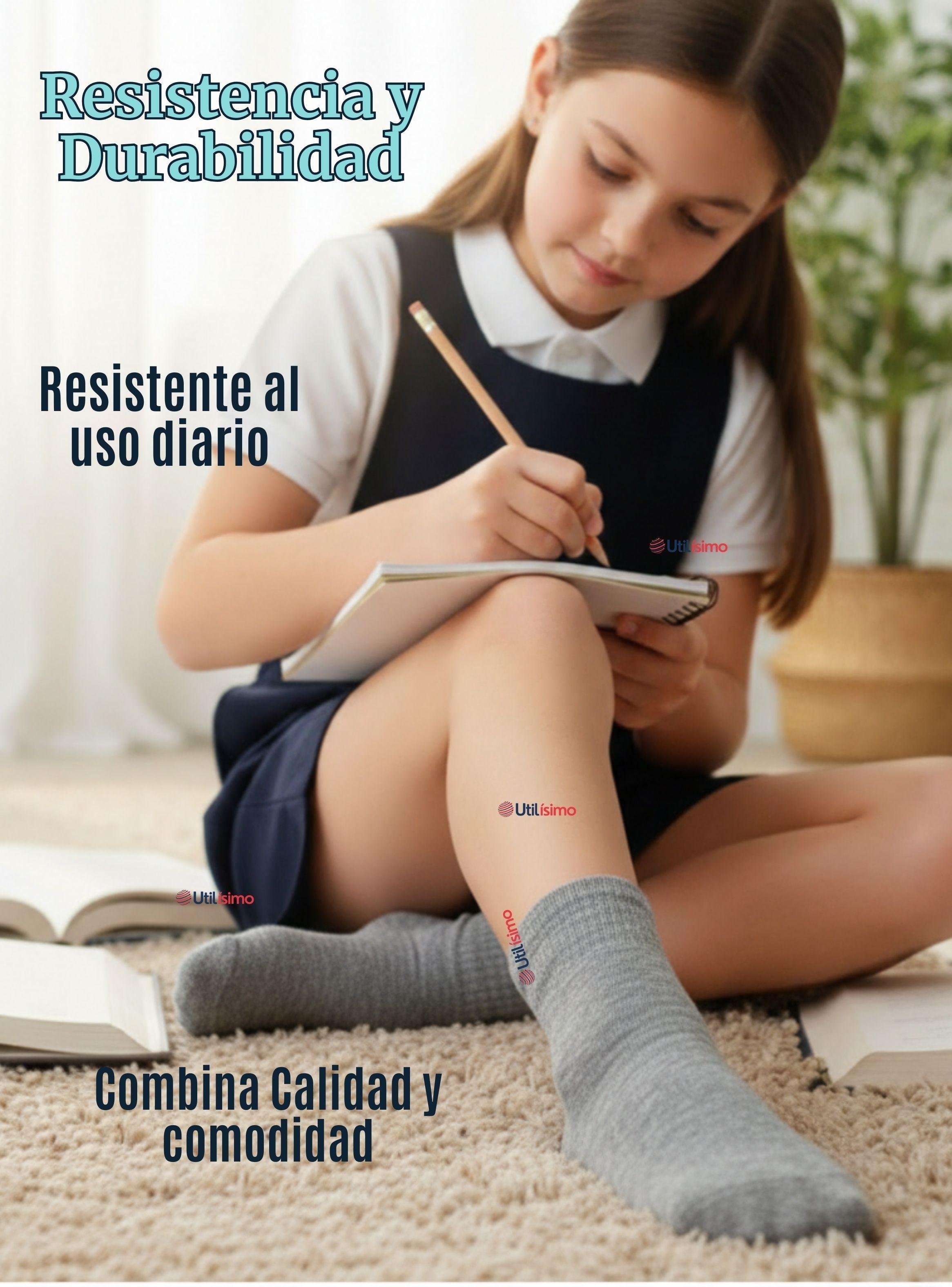 Calcetín Tobillera Corto Algodón Color Gris para Niñas y Niños-7
