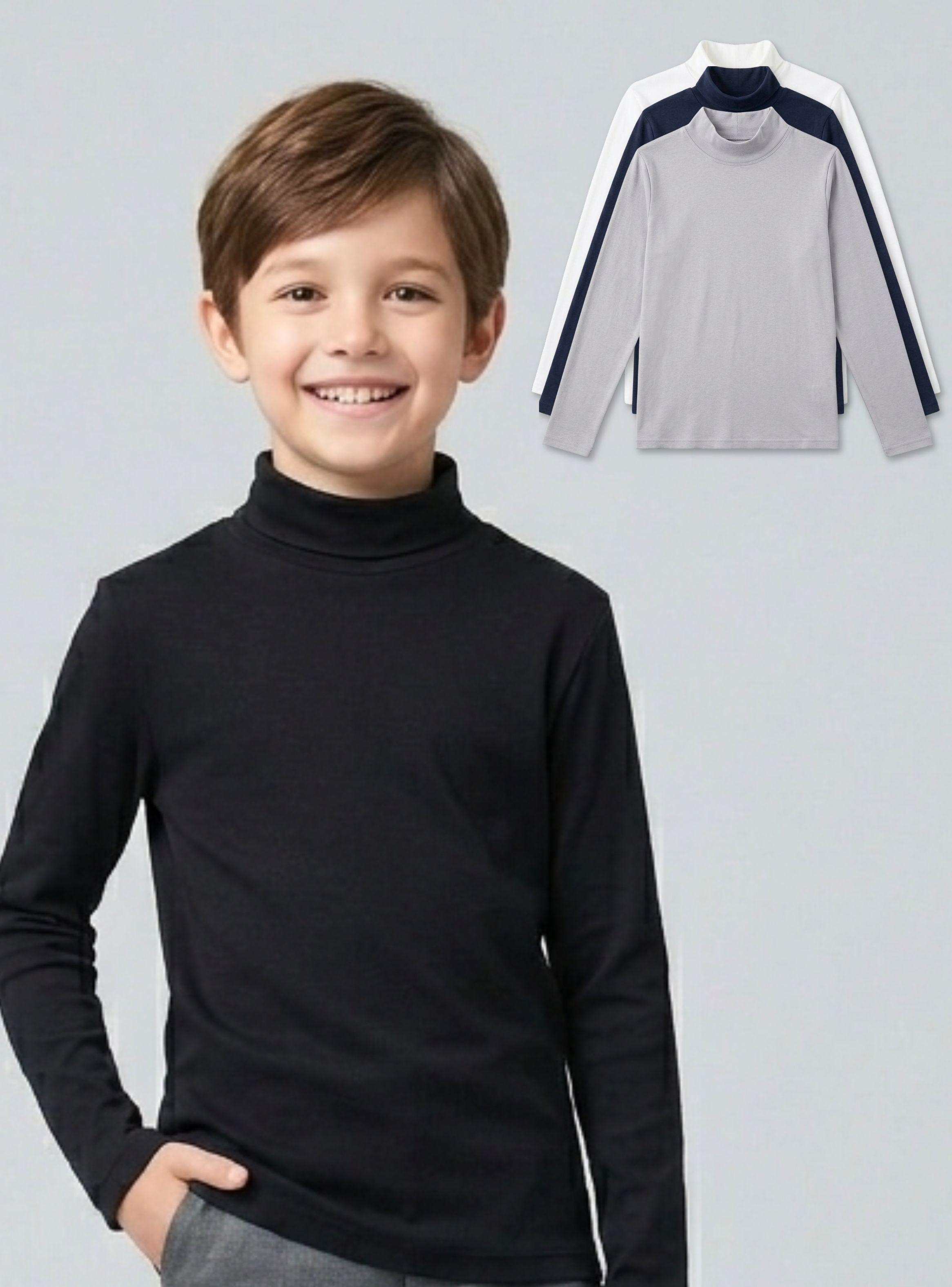 Pack 6 Poleras Camisetas Básica Polar Primera Capa Beatle Manga Larga Colores Surtido Niño-1