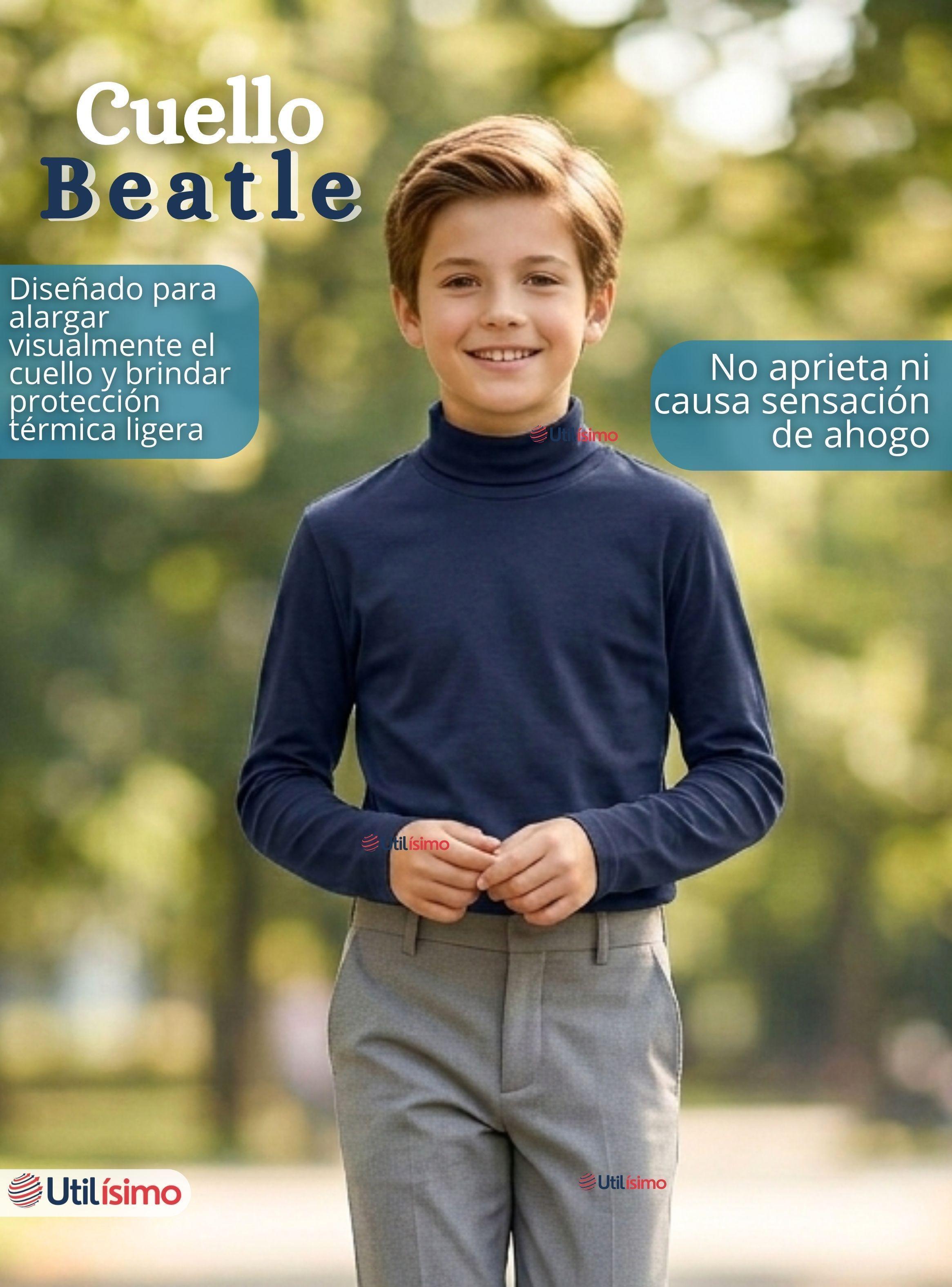 Pack 6 Poleras Camisetas Básica Polar Primera Capa Beatle Manga Larga Colores Surtido Niño-6
