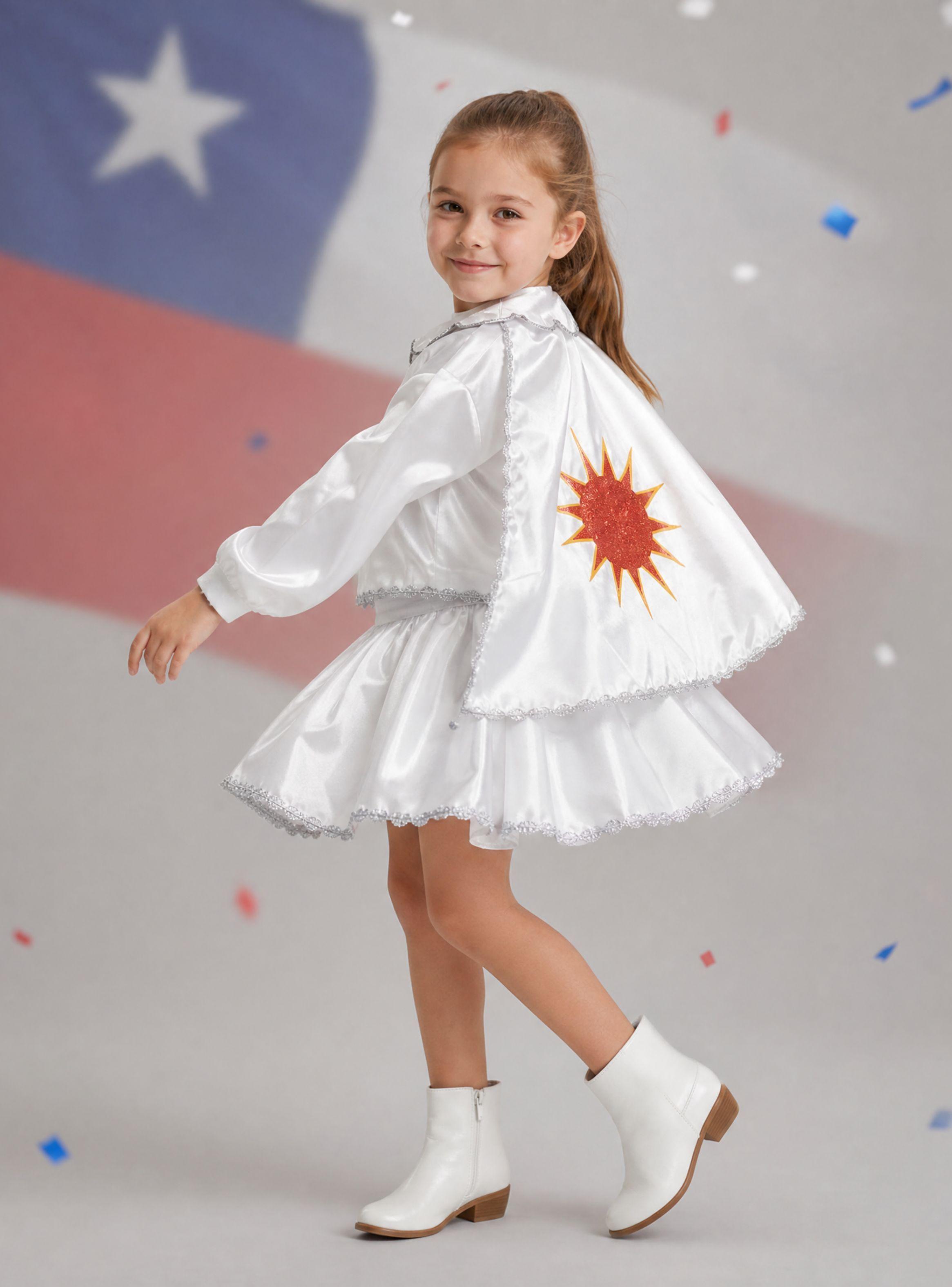 Traje Tirana Diablada Blanco 3 Piezas Niña Fiestas Patrias Bailes Típico-1