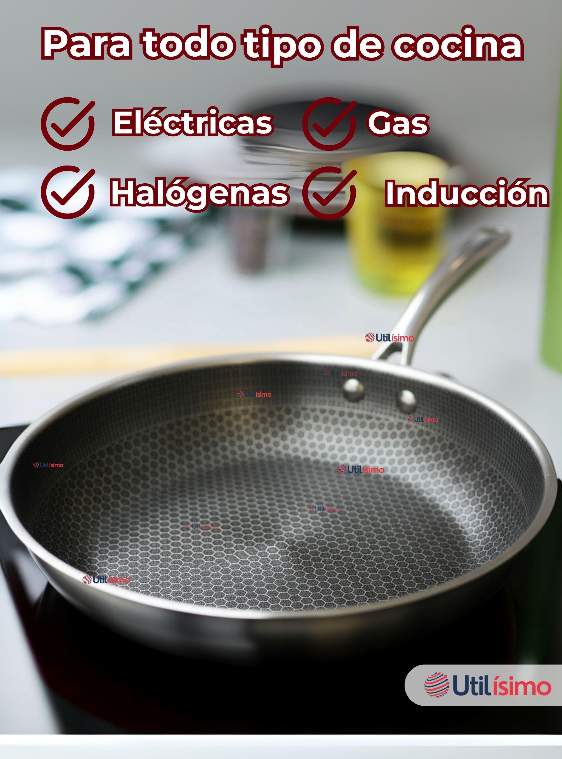 Sartén Acero Inoxidable Antiadherente 24cm Para Cocinar Freír Saltear-7