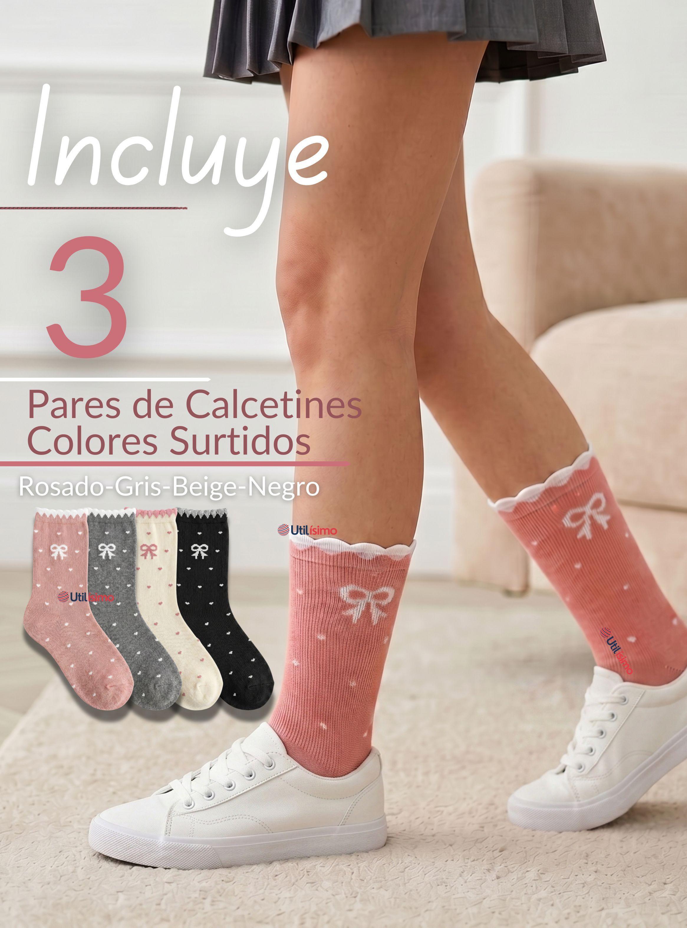 Pack 3 Calcetínes Mujer Juvenil 65% Algodón Colores Surtidos-2