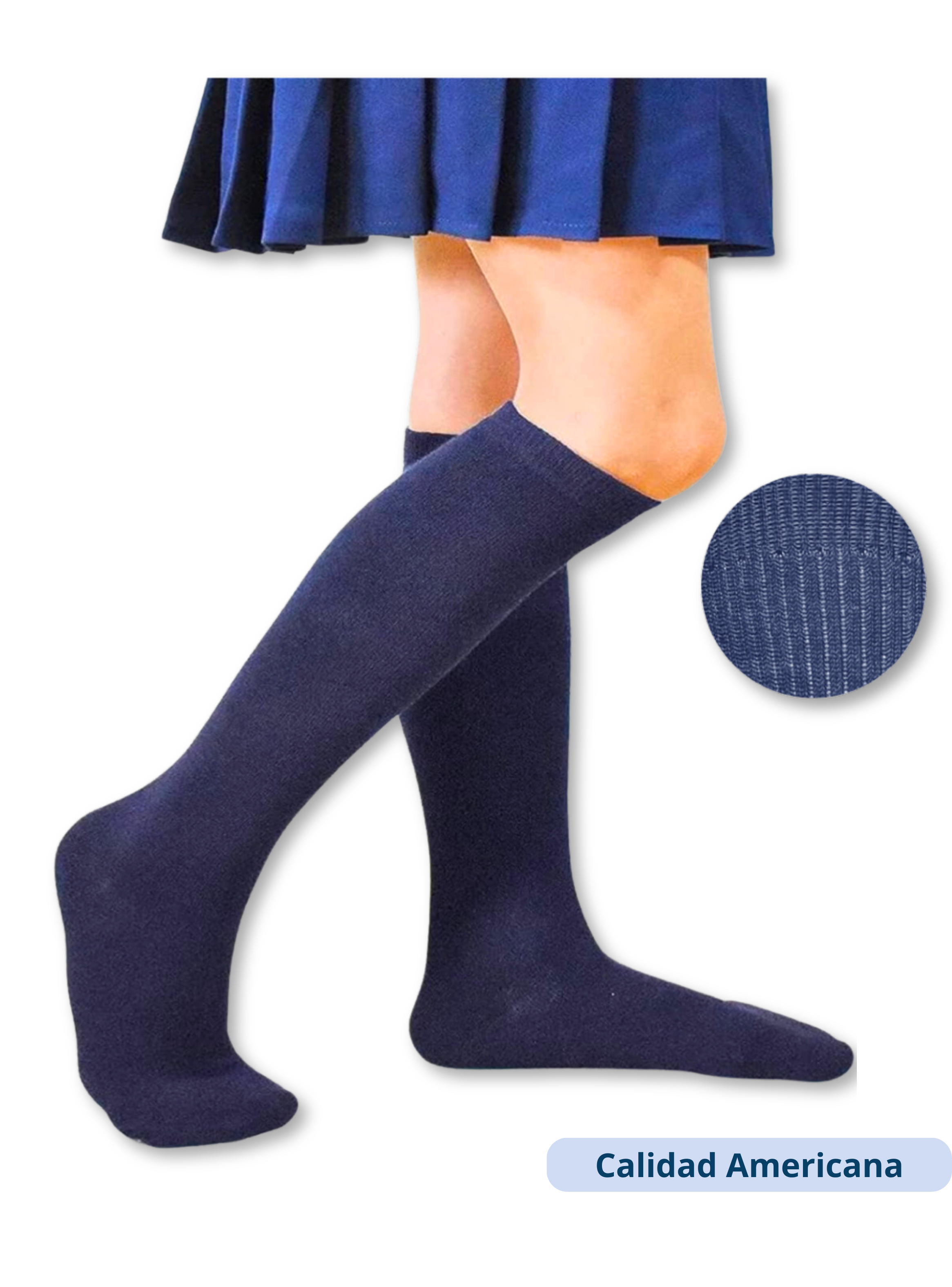 Pack 5 Calcetines Escolar Largo Azul 100% Bambú-2