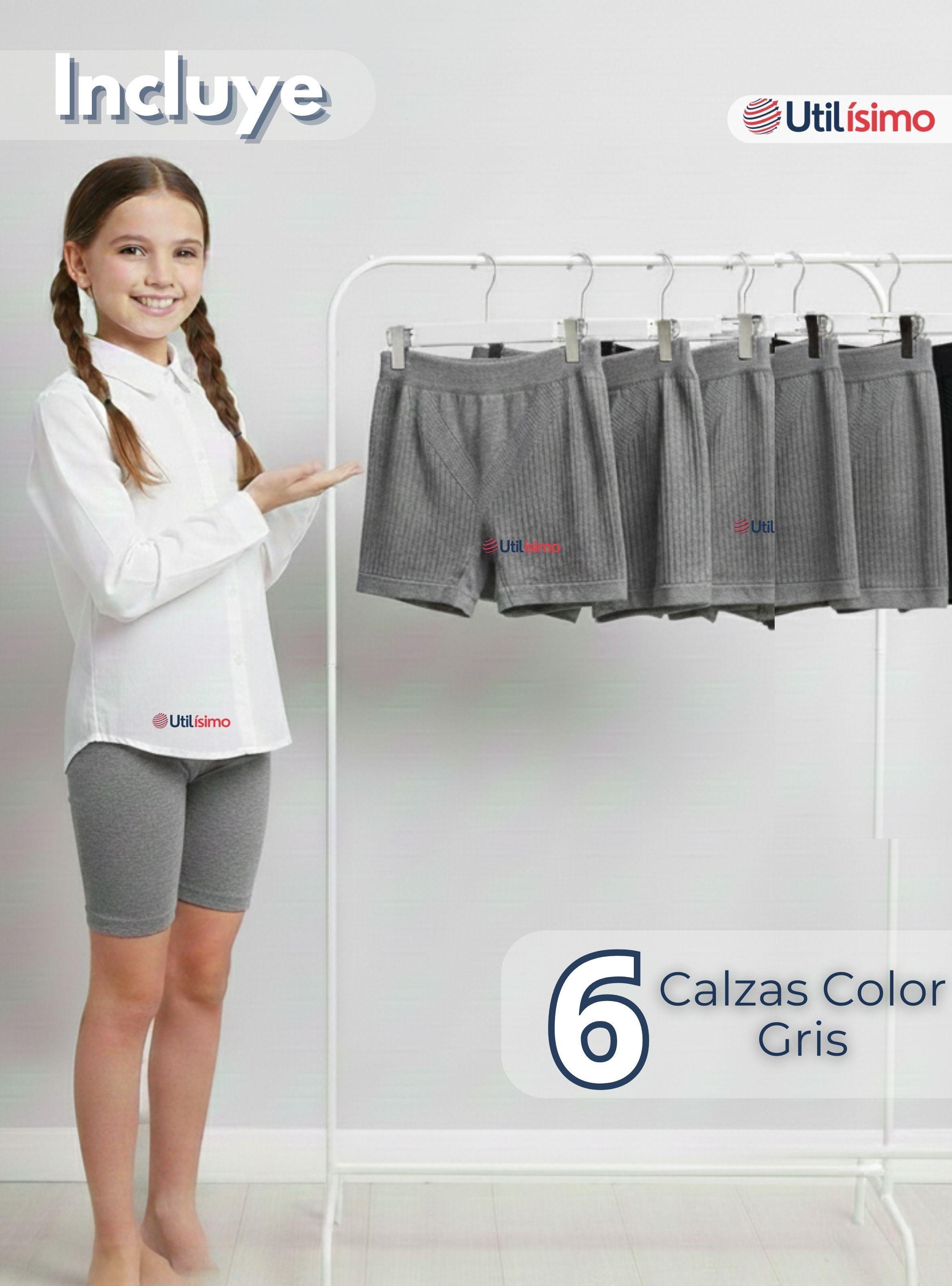 Pack 6 Calzas Cortas Escolar Pata Deportivas para Niñas y Juvenil Color Gris-2