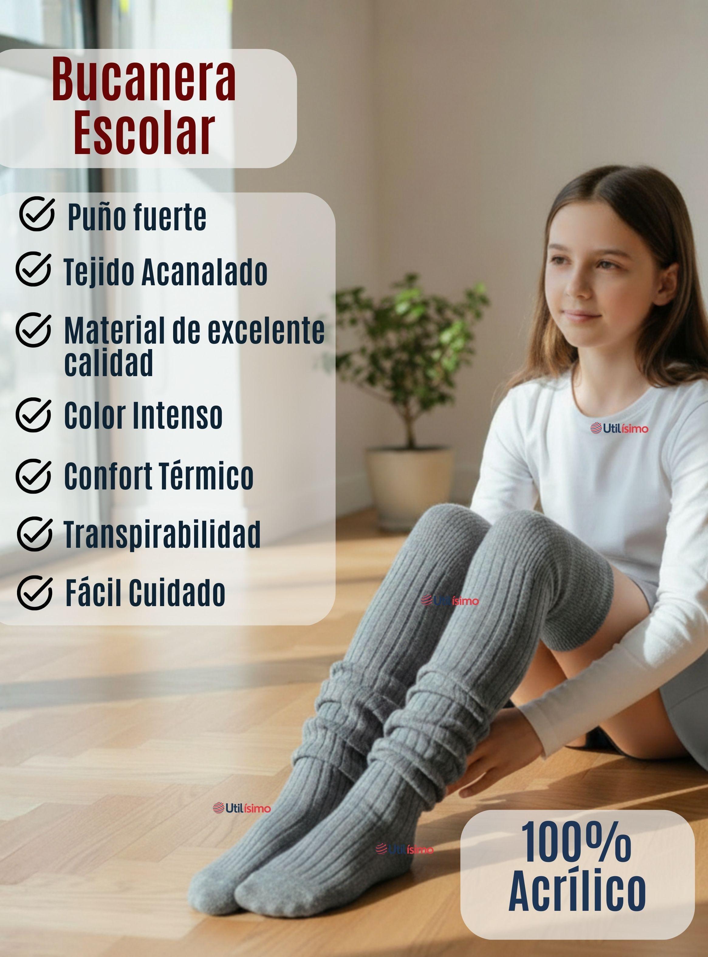 Pack 3 Bucaneras Escolares Calcetines Acrílico Color Gris Premium Niñas y Juvenil-2