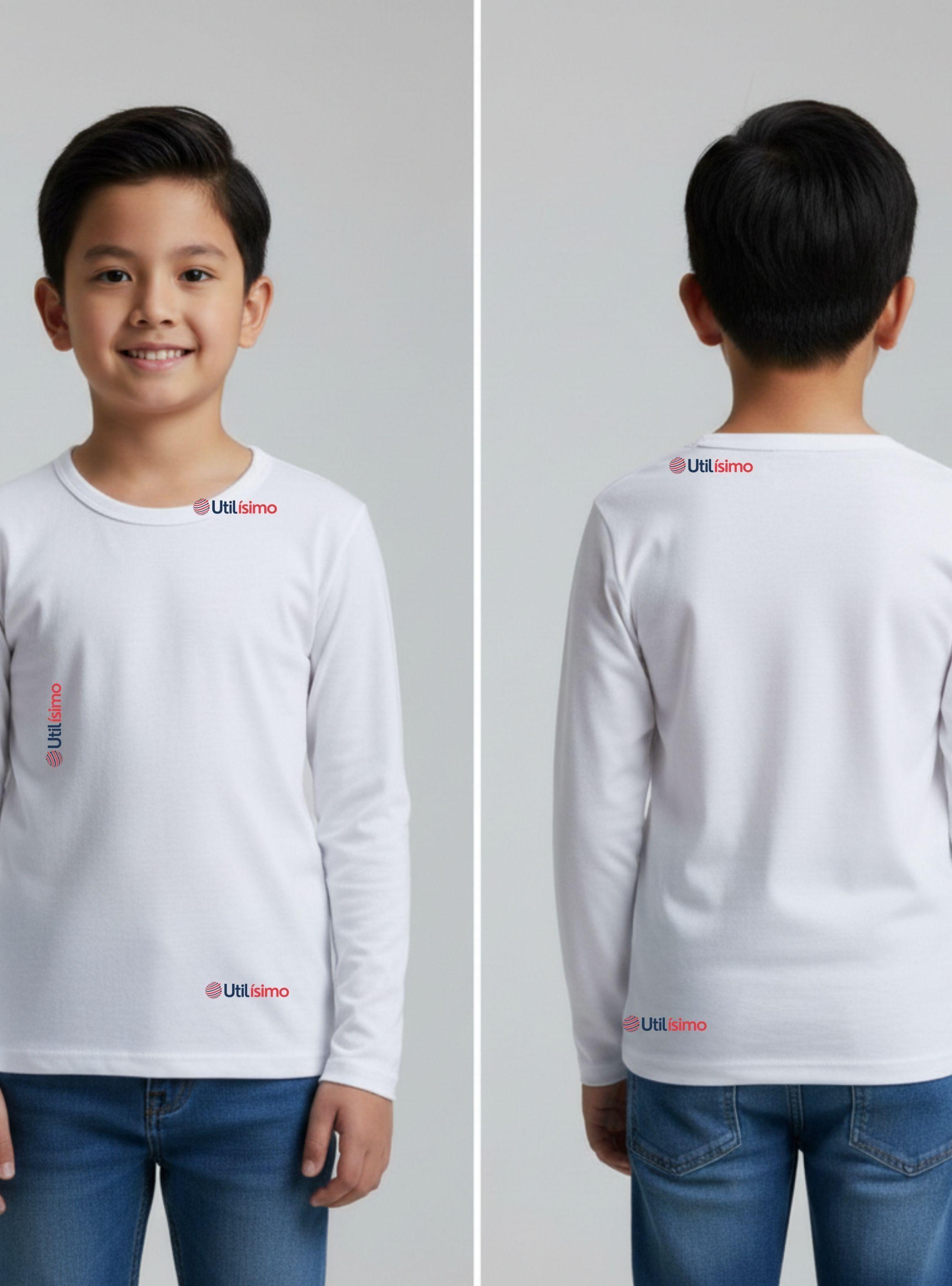 Camiseta Algodón Manga Larga Polera Primera Capa Blanco Niños-6