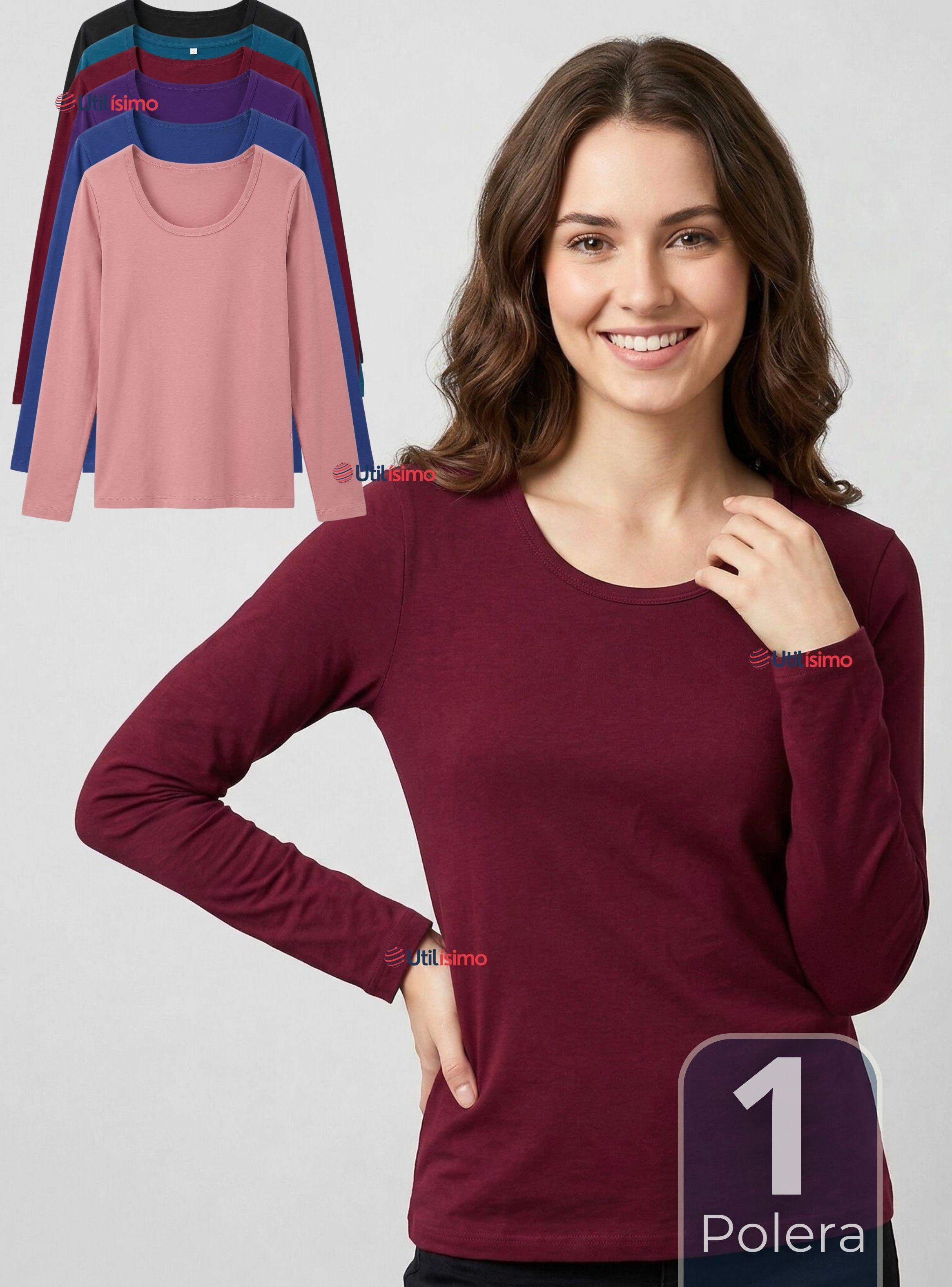 Camiseta Polera Bambú Primera Capa Manga Larga de Colores Surtidos Mujer-0