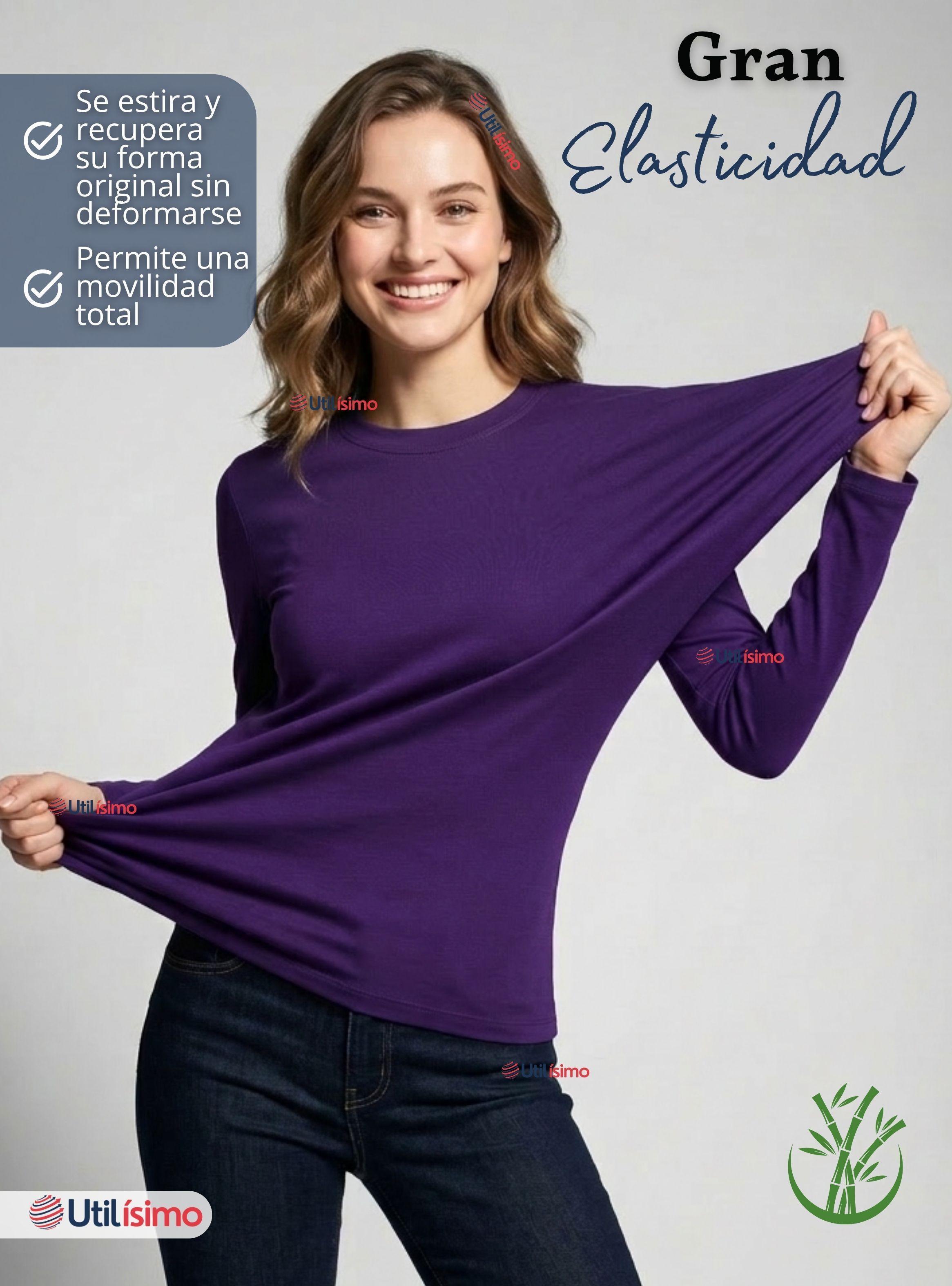 Camiseta Polera Bambú Primera Capa Manga Larga de Colores Surtidos Mujer-5