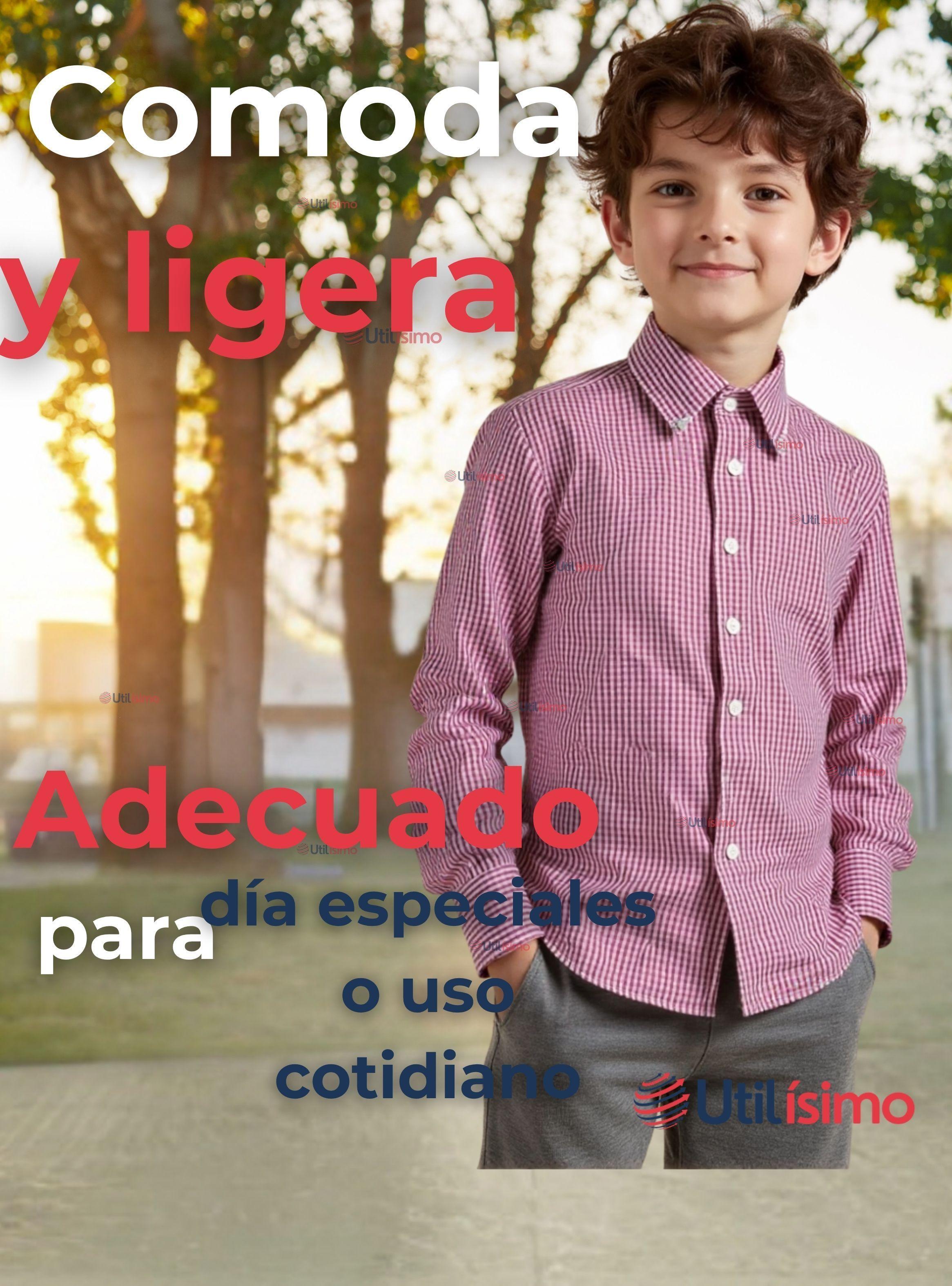 Camisa Huaso Cuadrillé Algodón Niño y Juvenil Color Rojo-5
