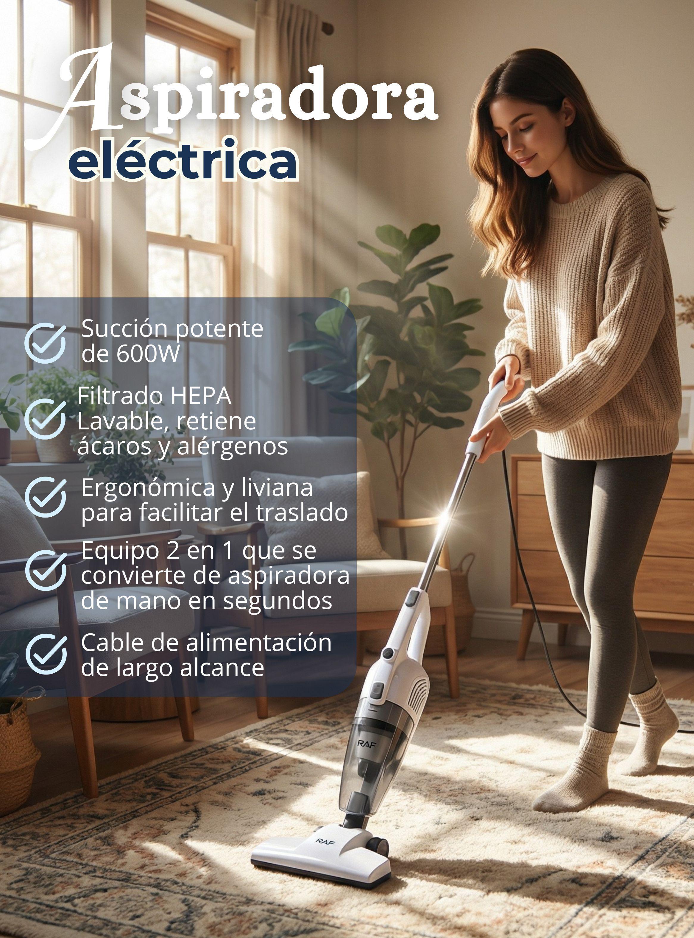 Aspiradora Vertical 2 en 1 Ciclónica Portátil de Alta Potencia 600W 50HZ Filtro Dual-2
