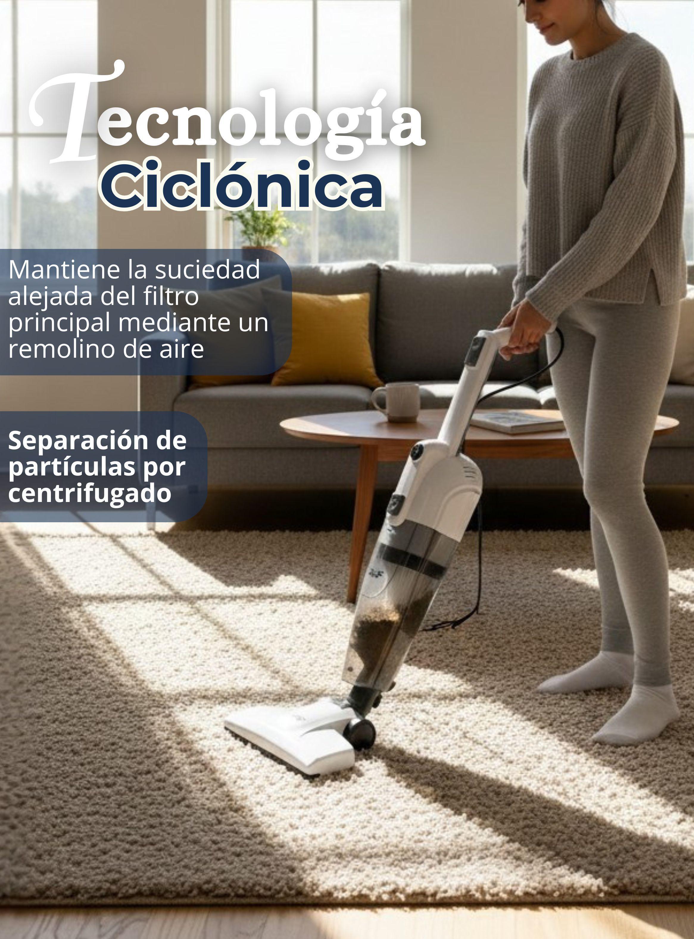 Aspiradora Vertical 2 en 1 Ciclónica Portátil de Alta Potencia 600W 50HZ Filtro Dual-4
