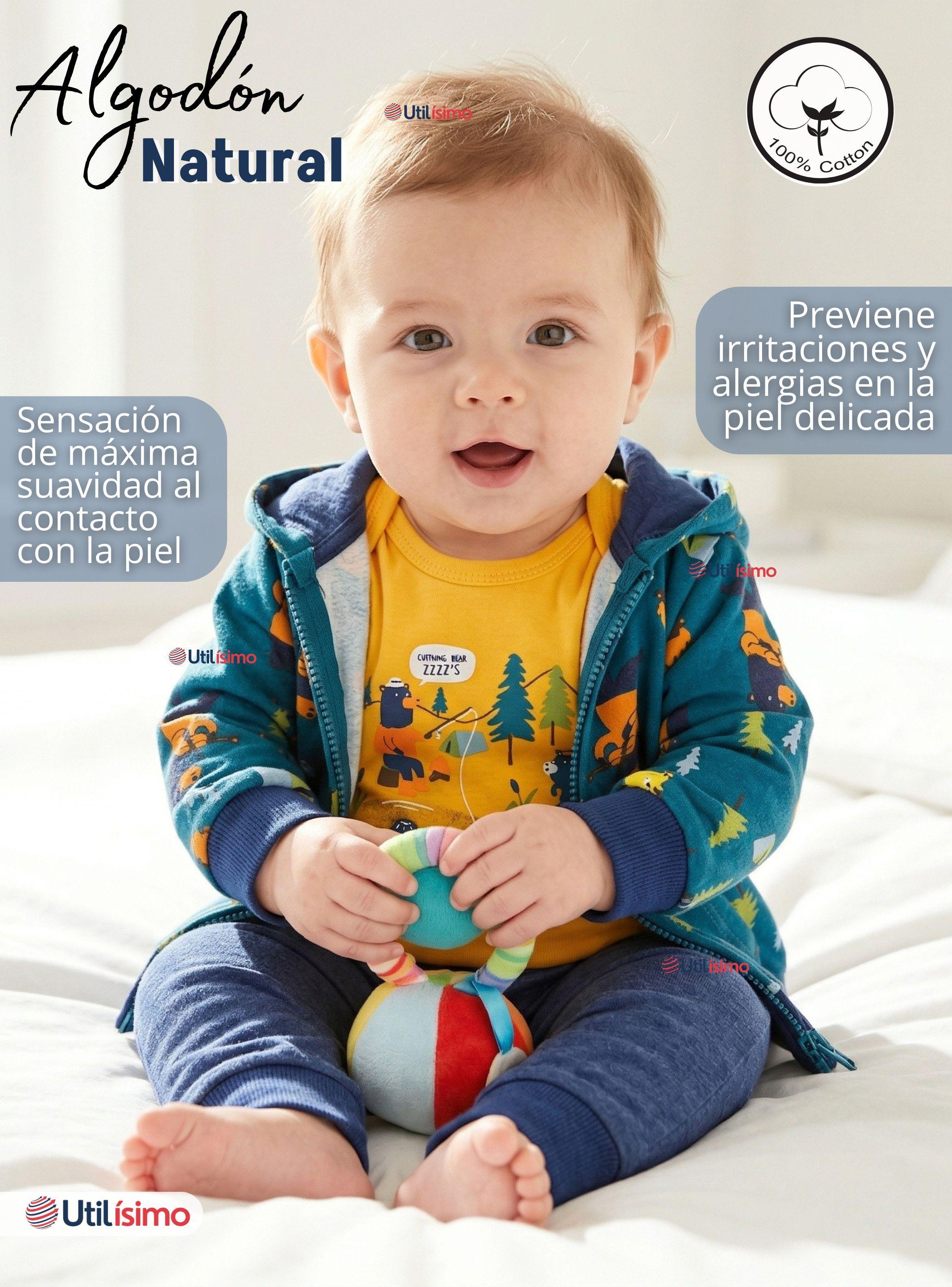 Conjunto 3 Piezas Buzo Pantalón Polerón Body De Algodón Amarillo Bear Bebé Niño-4