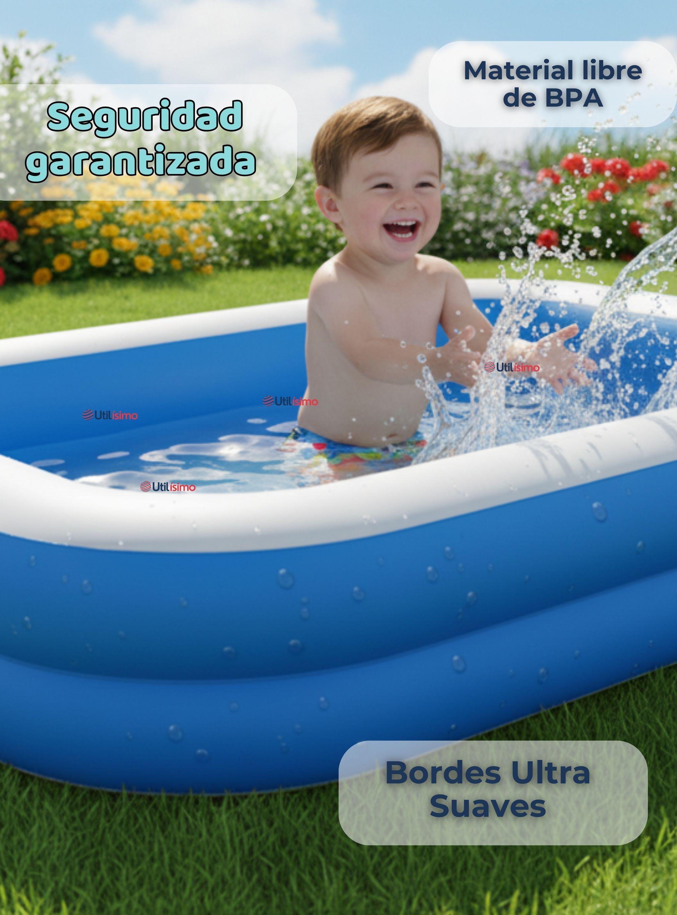 Piscina Inflable Rectangular 200x120x40 CM de Color Azul-4