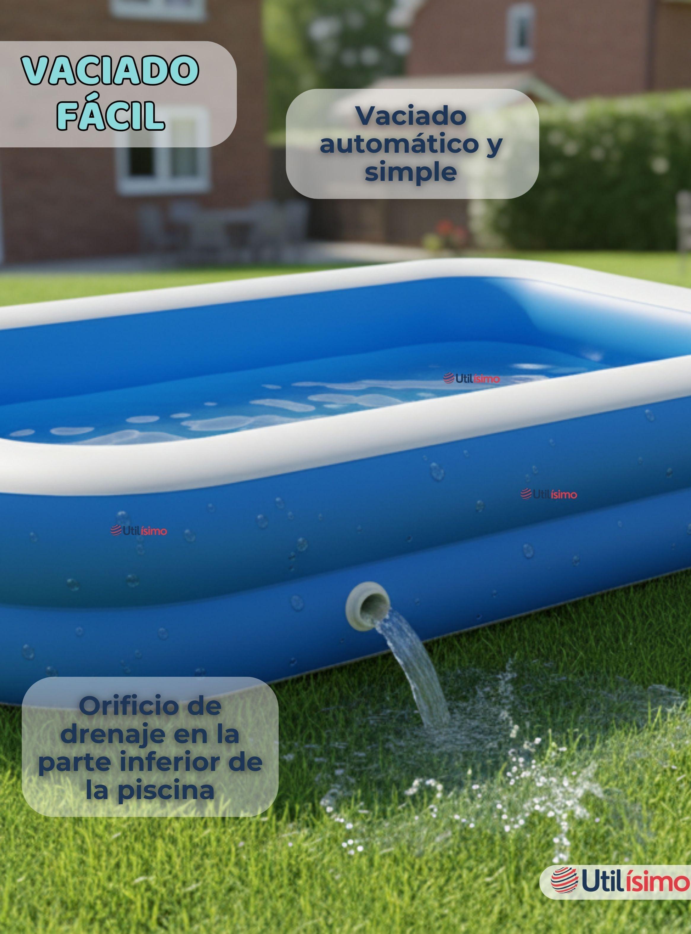 Piscina Inflable Rectangular 200x120x40 CM de Color Azul-5