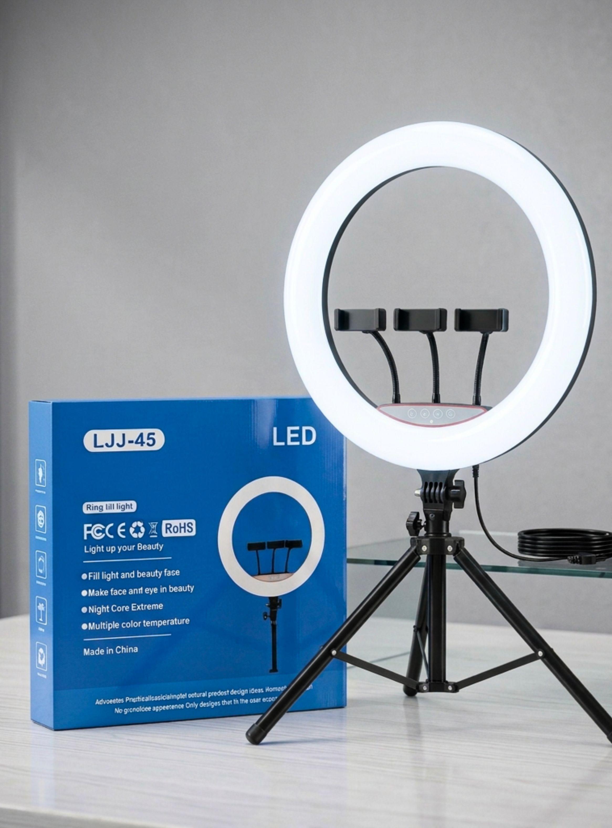 Aro De Luz Profesional 45 CM Trípode Ajustable y Soporte Para Teléfono-1