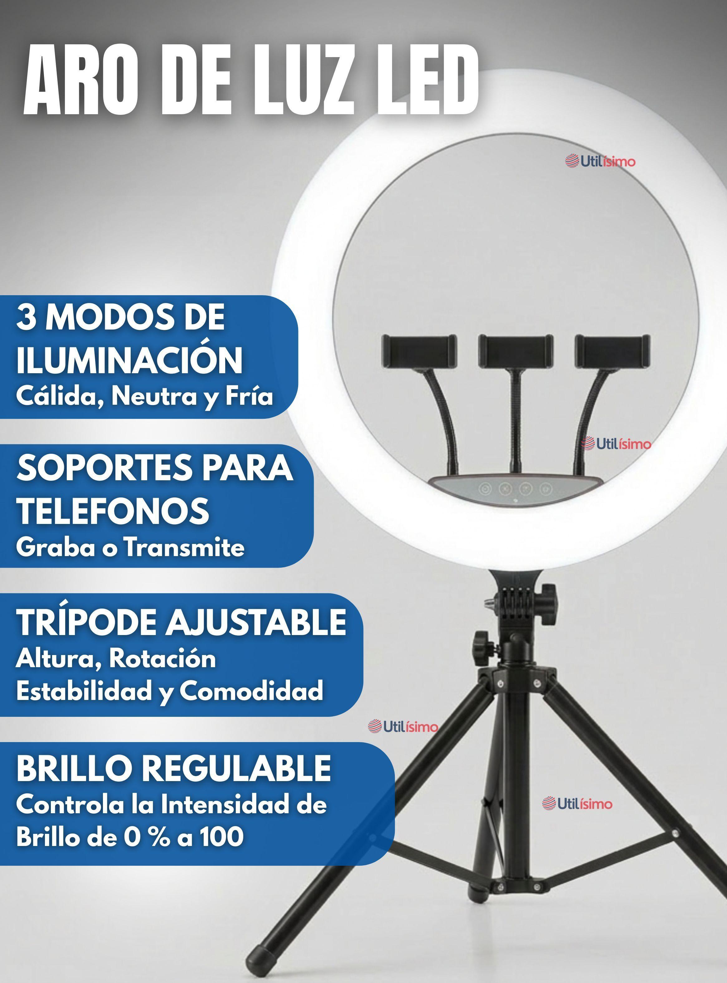 Aro De Luz Profesional 45 CM Trípode Ajustable y Soporte Para Teléfono-4