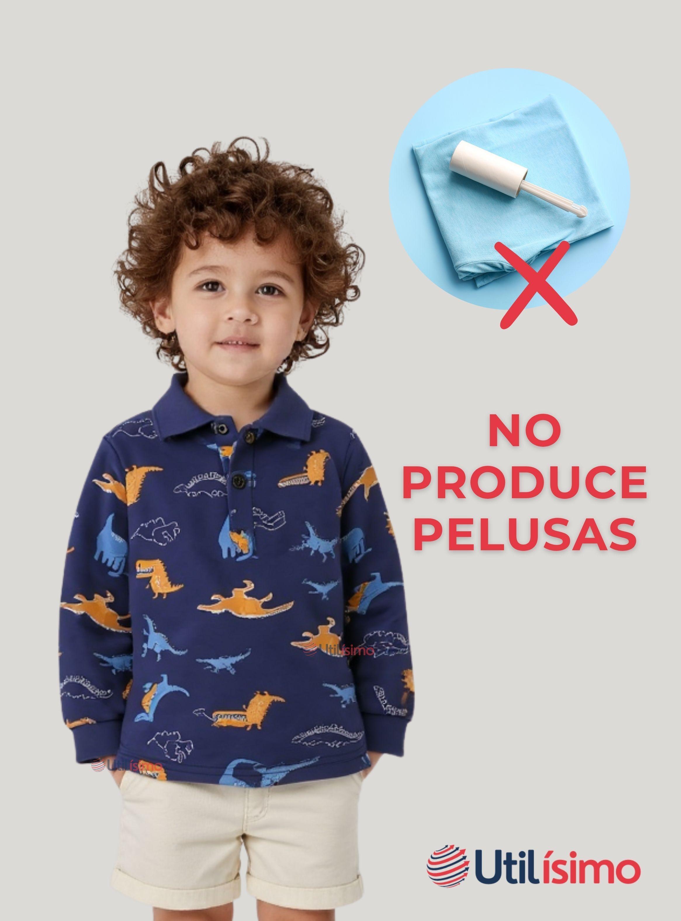 Polera Piqué Manga Larga Niño Estampado Dinosaurios Azul-7