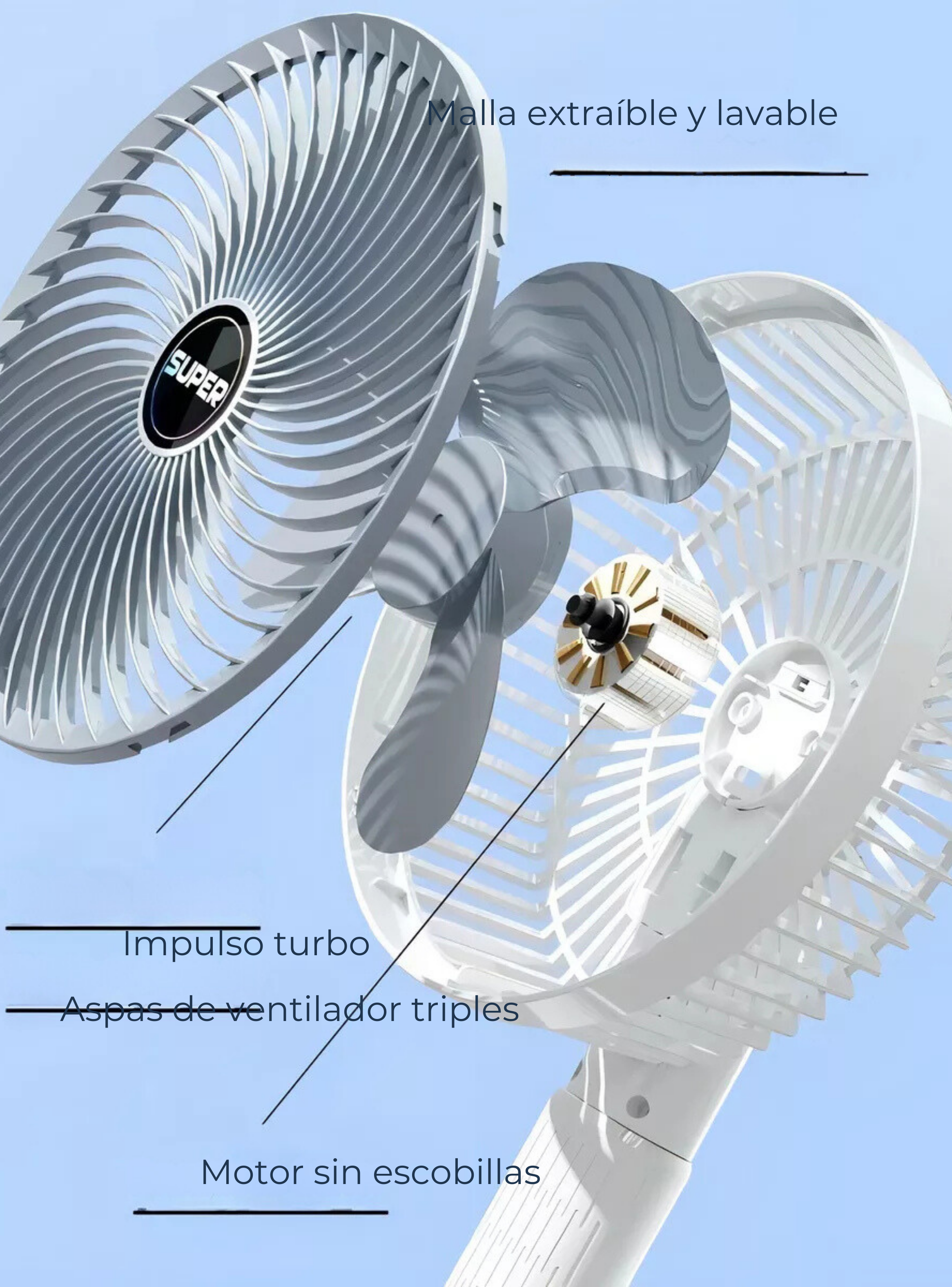Ventilador De Escritorio Portátil Recargable 4 Modos De Uso USB-5