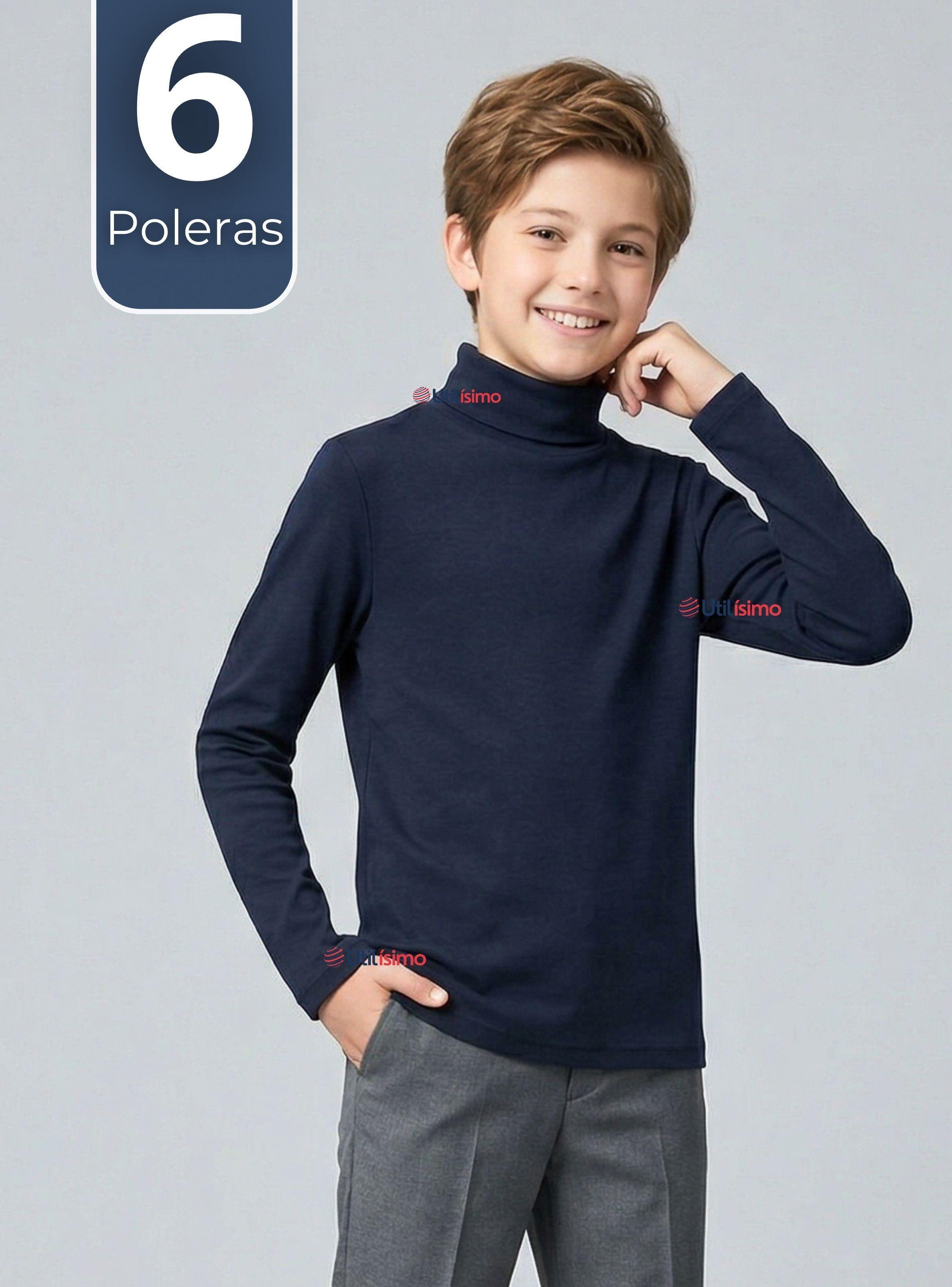 Pack 6 Poleras Camisetas Polar Primera Capa Beatle Manga Larga de Colores Surtidos Niños-0