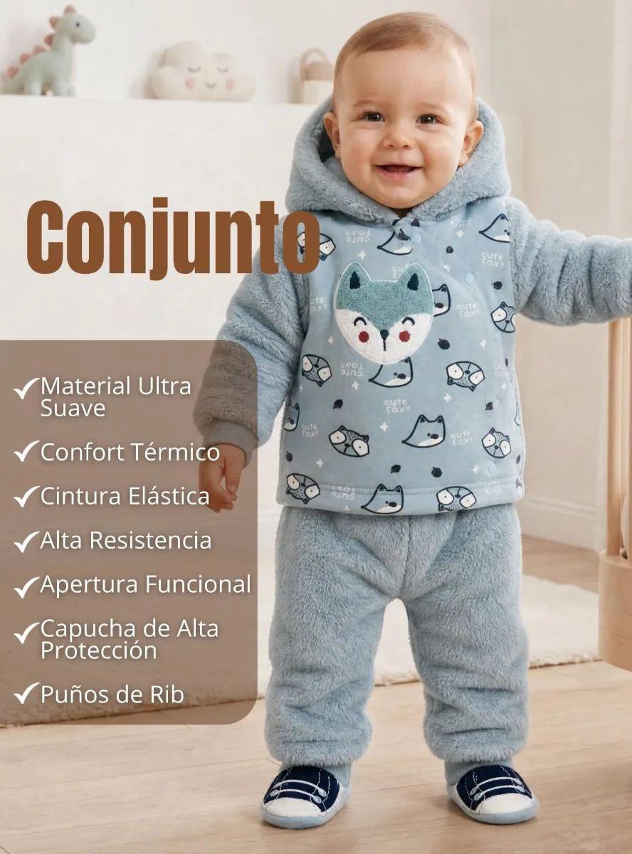 Conjunto Buzo Polerón Con Capucha Térmico Algodón 2 Piezas Bebé-4