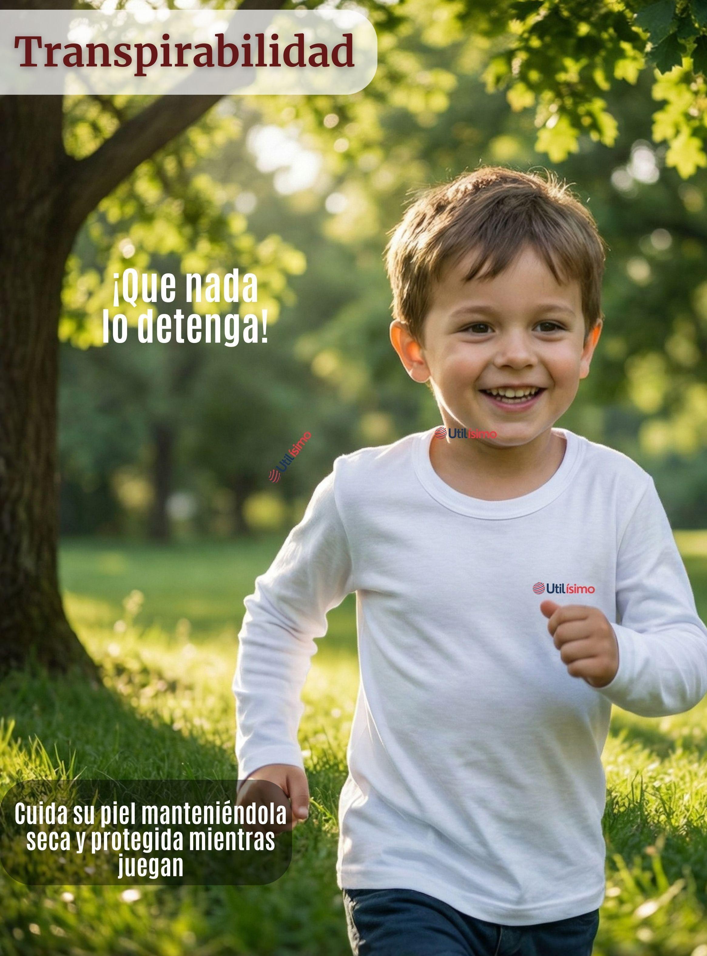 Pack 3 Camisetas Algodón Manga Larga Polera Primera Capa Color Blanco para Niños-7