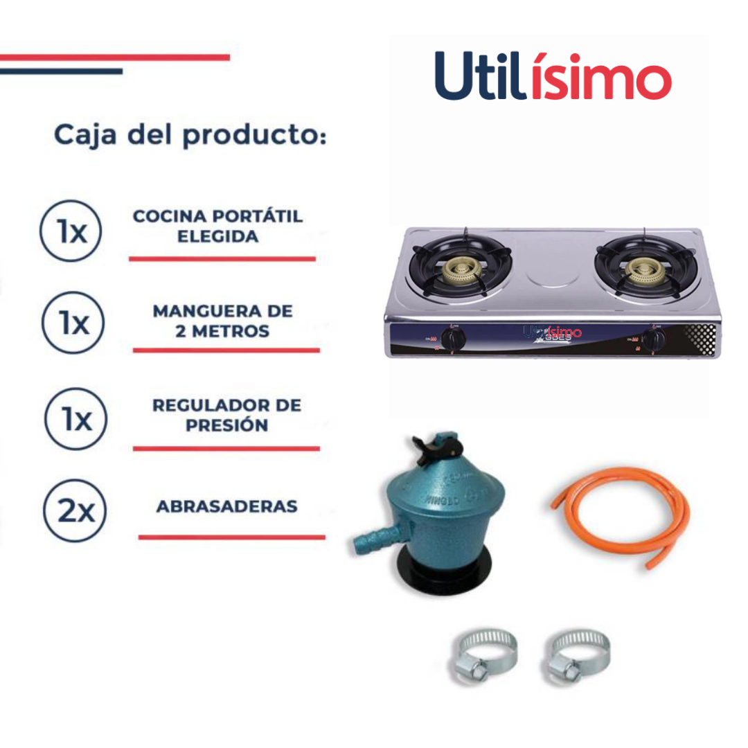 Cocinilla Portátil a Gas Acero Inoxidable BESSE-4
