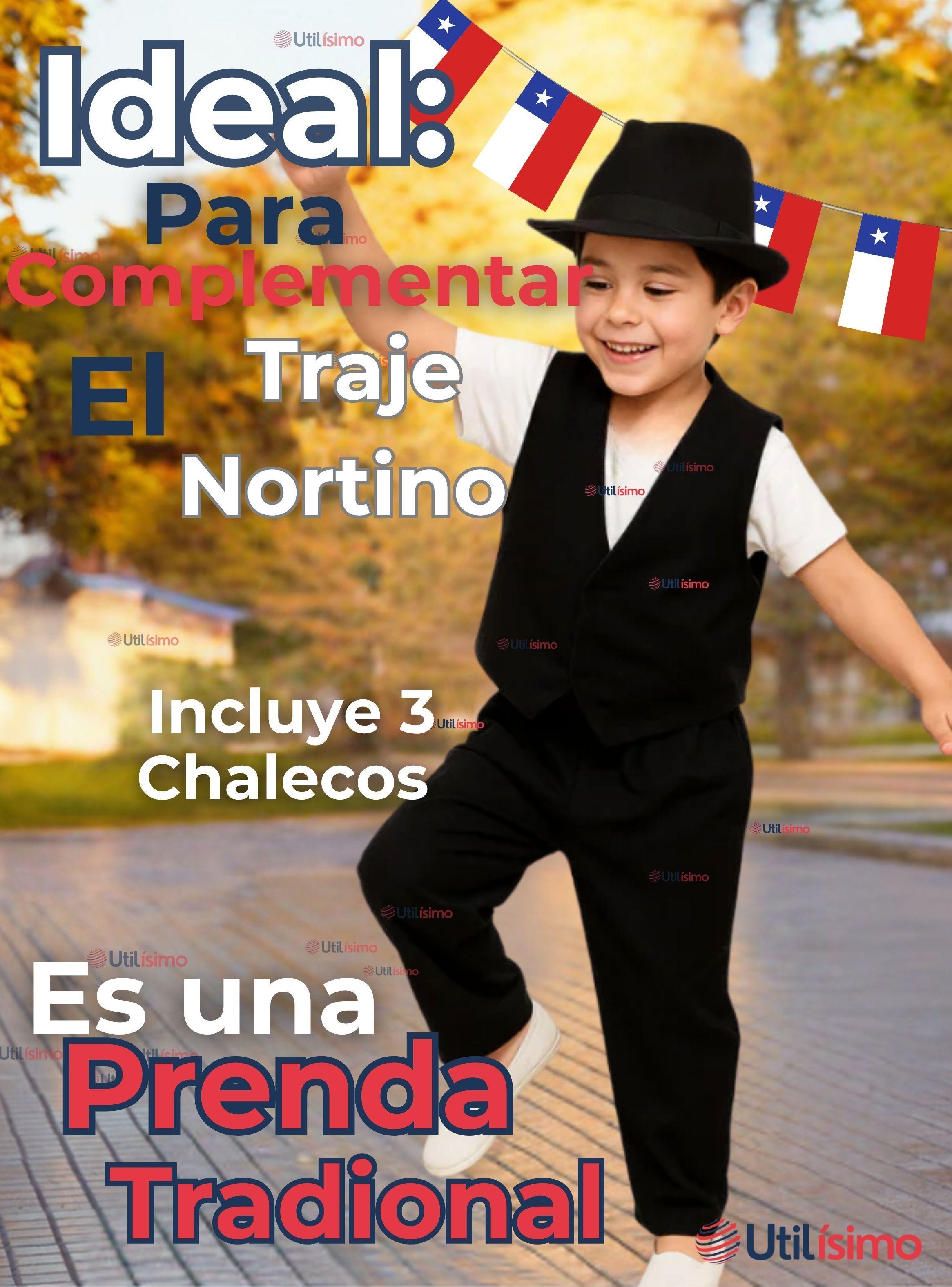 Pack 3 Chaleco Bolero Nortino Niños Fiestas Patrias Negro-3