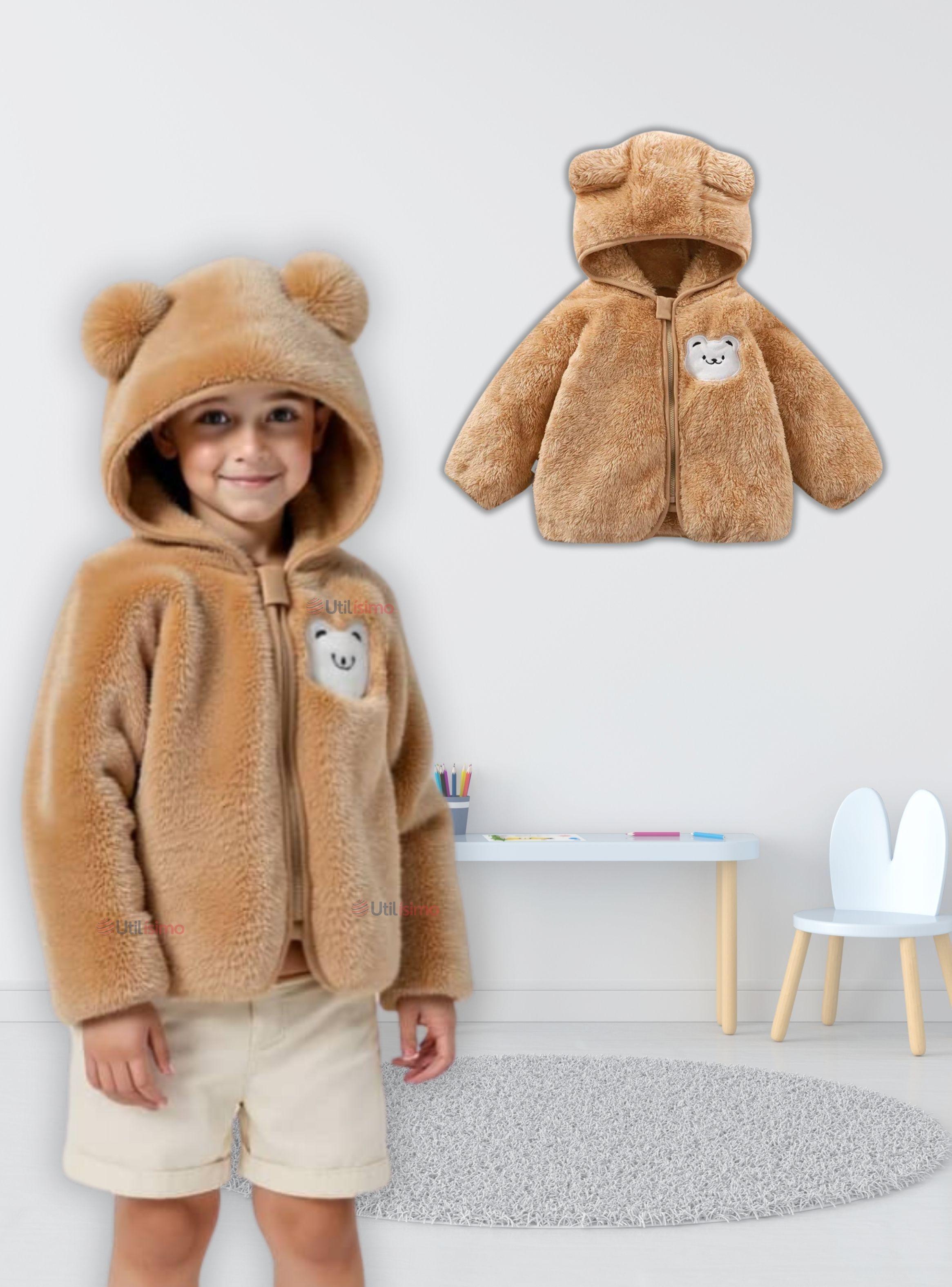 Chaqueta Polar con Capucha Niño Animalitos Cafè-0