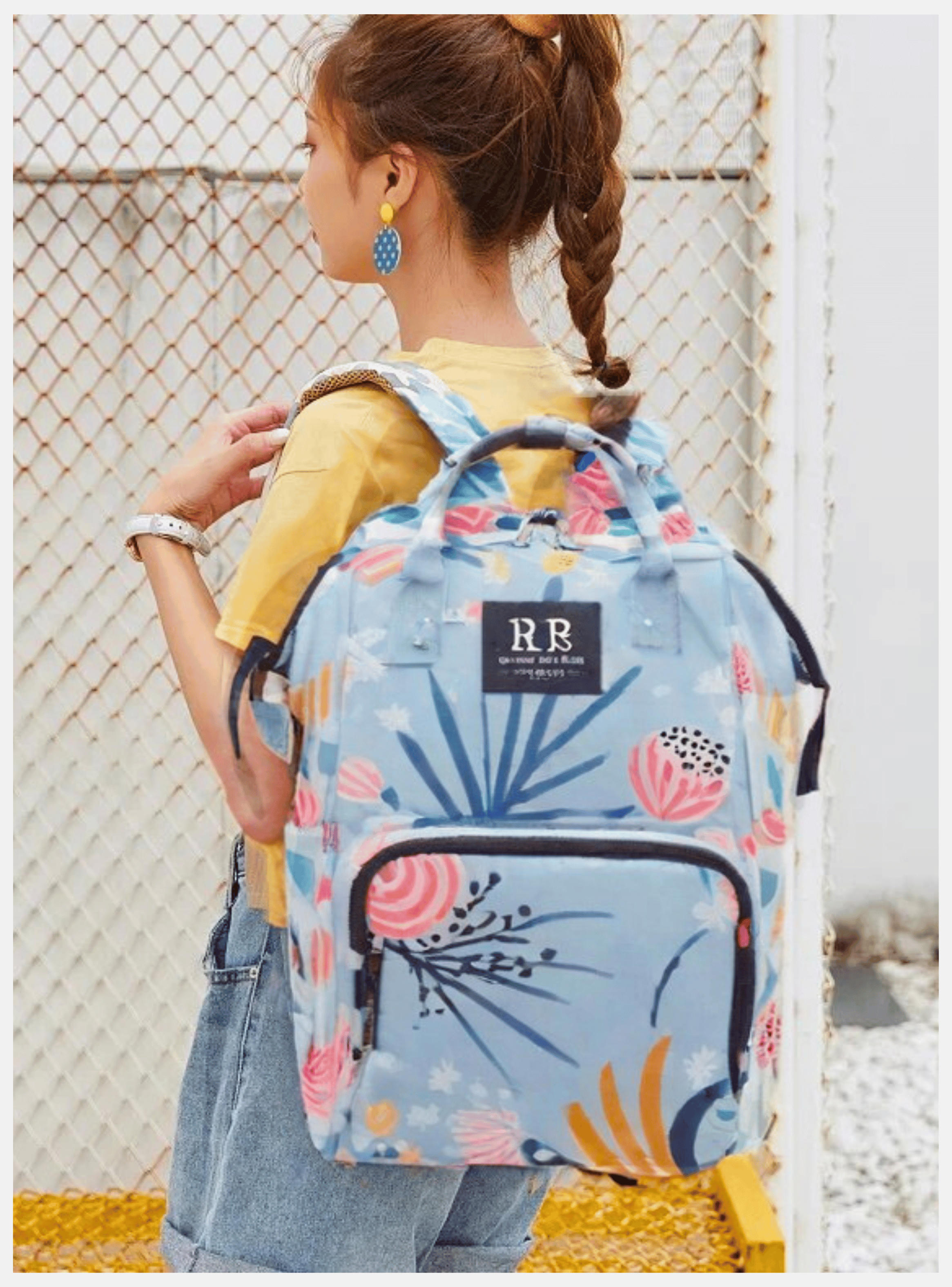 Mochila Maternal Oxford Bolso Pañalera Infantil Térmica e Impermeable Light Blue-2