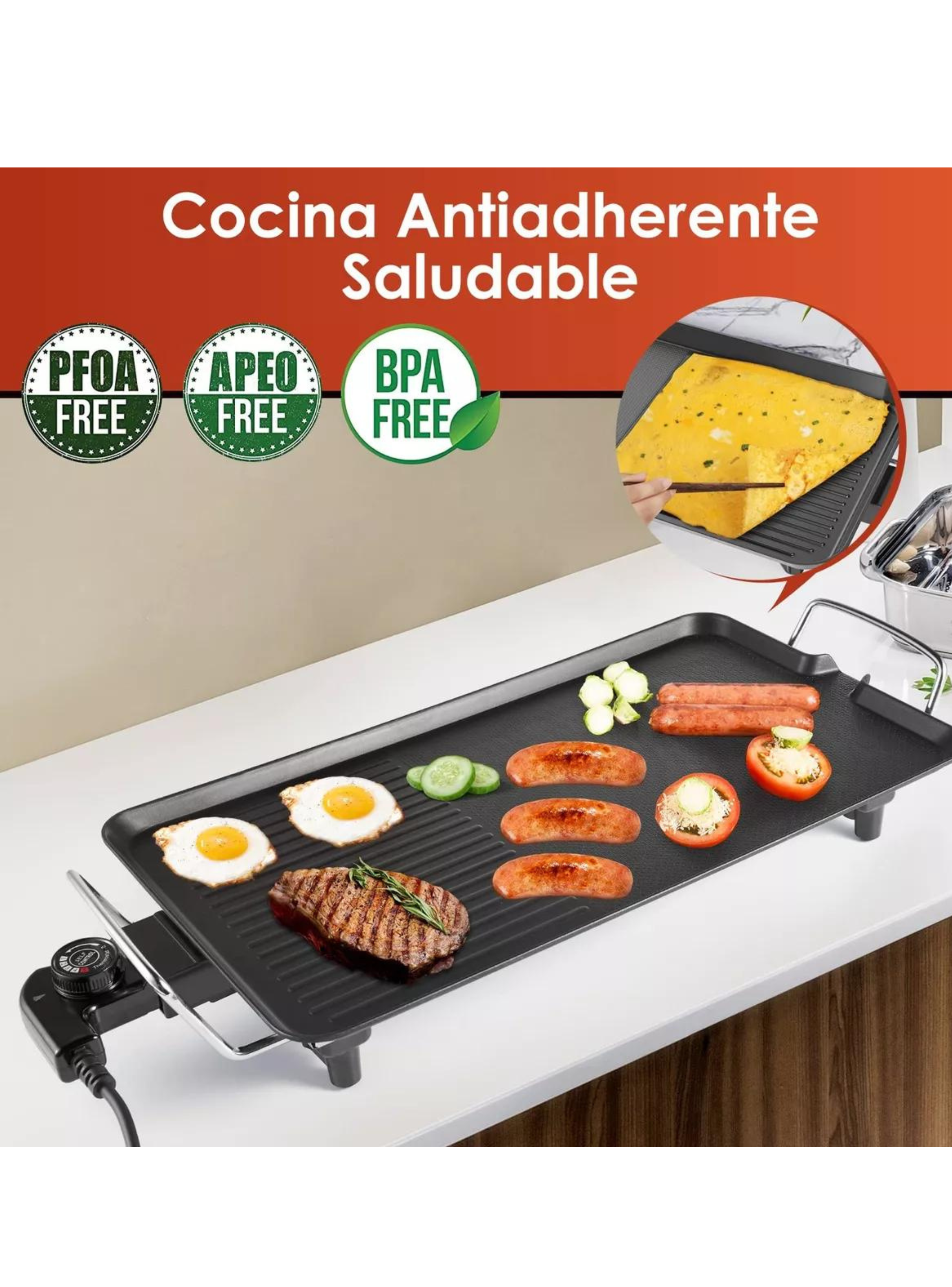 Plancha Parrillera Eléctrica Antiadherente Churrasquera-5