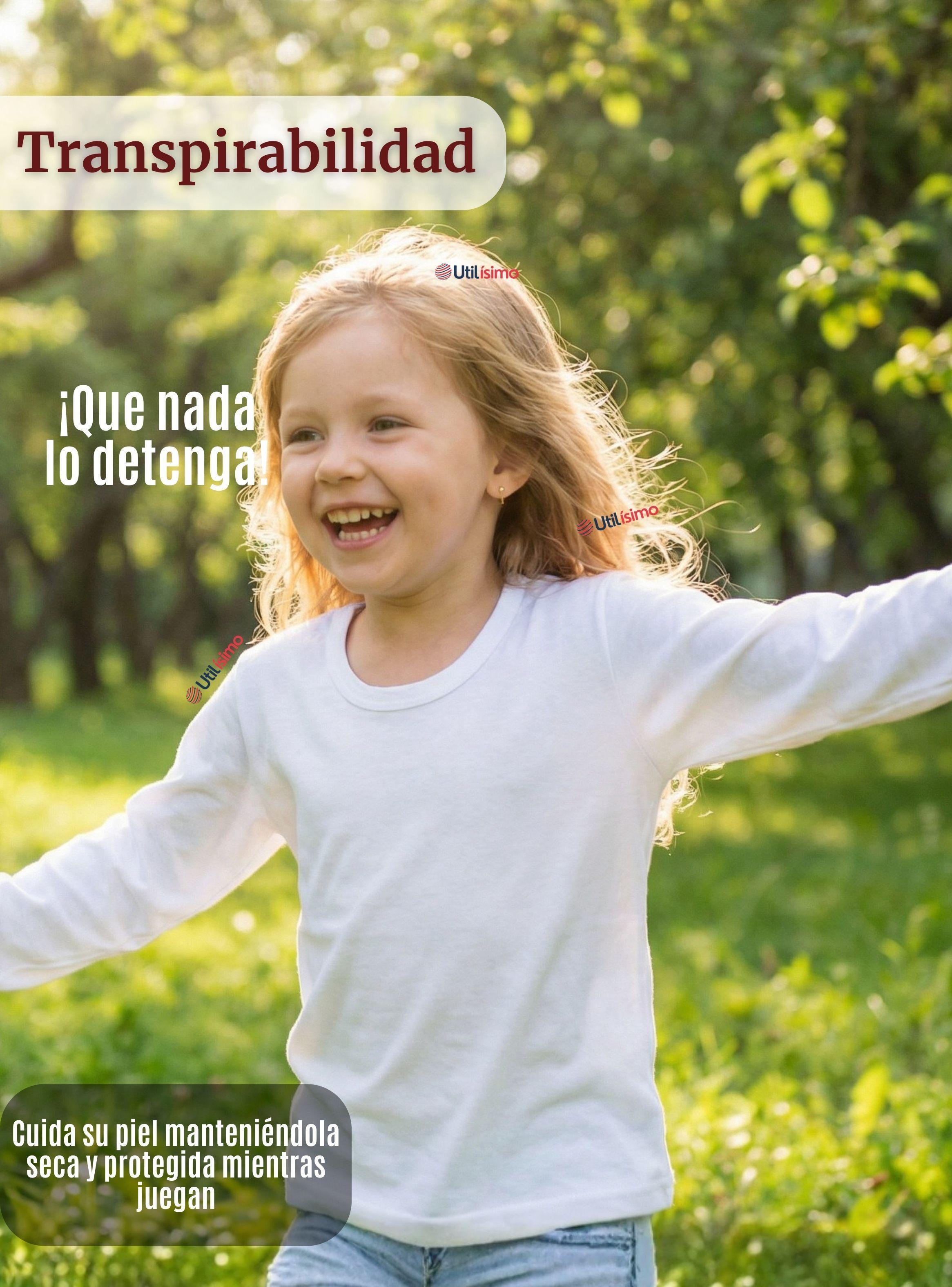 Pack 3 Camisetas Algodón Manga Larga Polera Primera Capa Color Blanco para Niñas-7